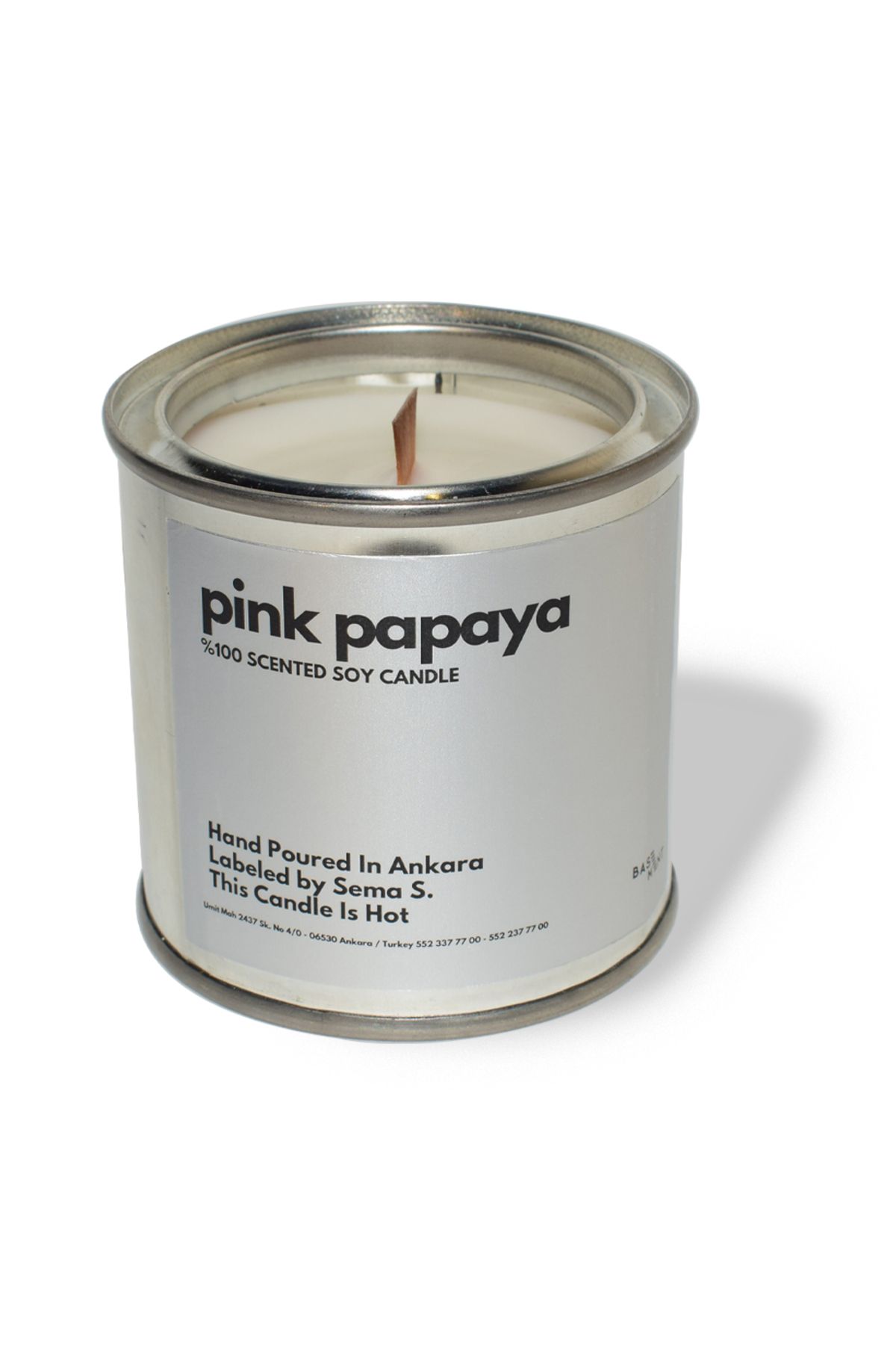 Basement Atellier Metal Kapta Esanslarla Zenginleşen Dekoratif Soya Mum : 280 gr : Pink Papaya
