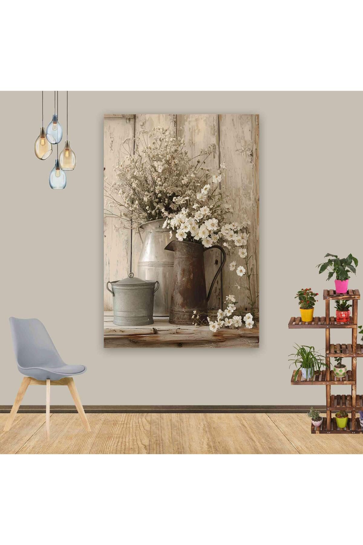 Ritmo Canvas Retro Kuru Çiçekler Kanvas Tablo