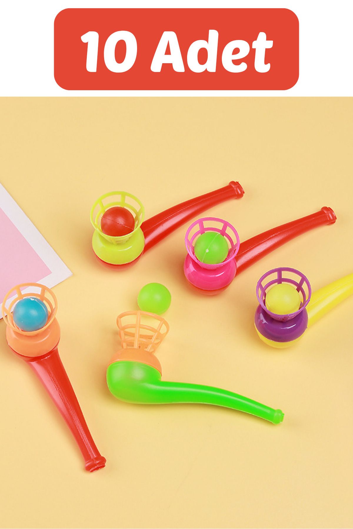 Ka-Toys Saksafon Üfelmeli Top 10 Adet - Pipo Üflemeli Top - Uçan Top