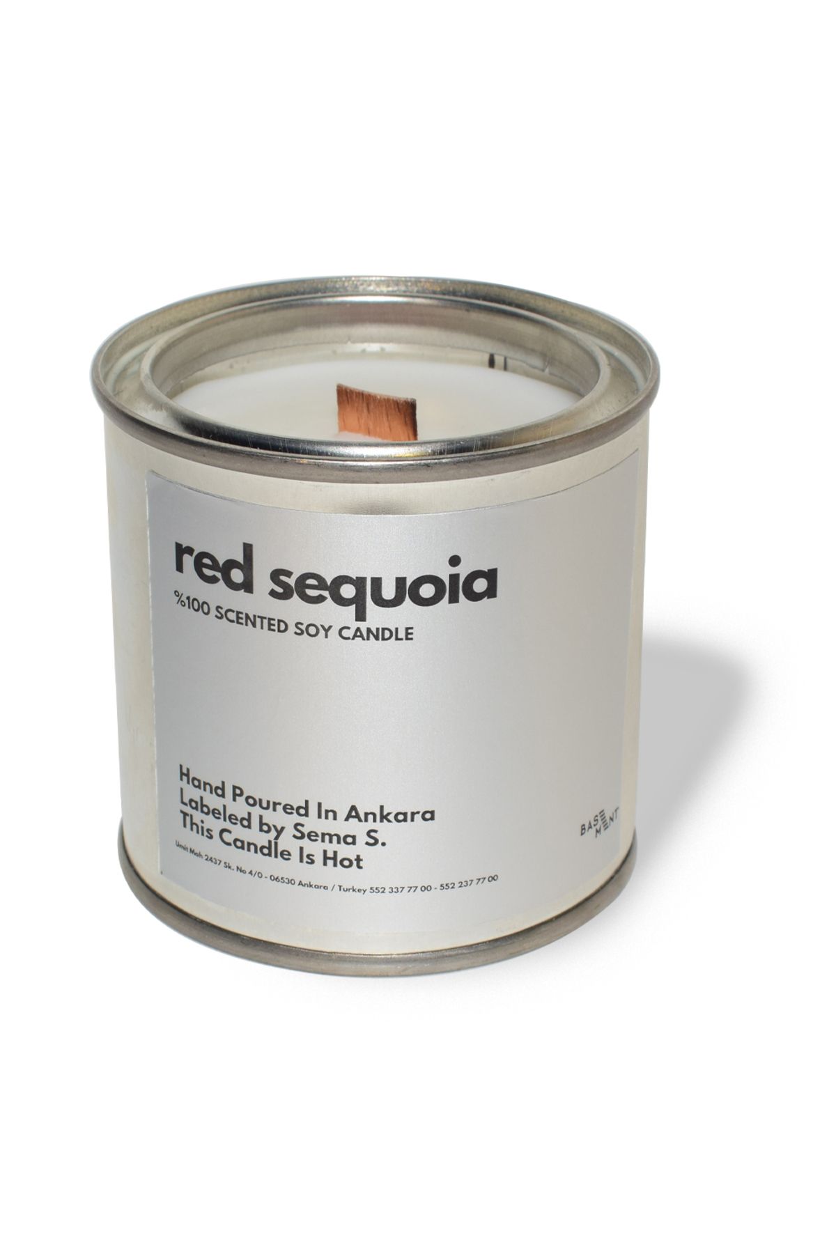 Basement Atellier Metal Kapta Esanslarla Zenginleşen Dekoratif Soya Mum : 280 gr : Red Sequoia