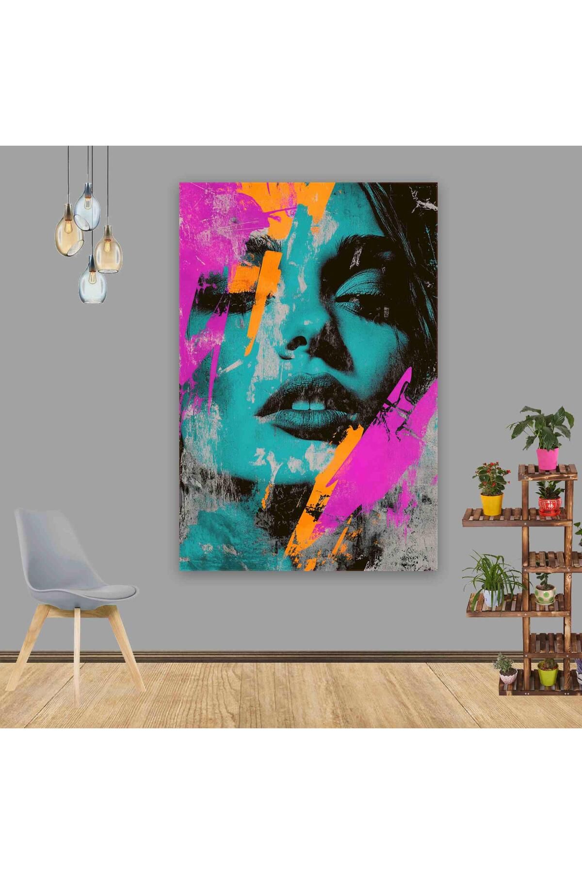 Ritmo Canvas Soyut Renkler Üzerine Kadın Portresi Kanvas Tablo