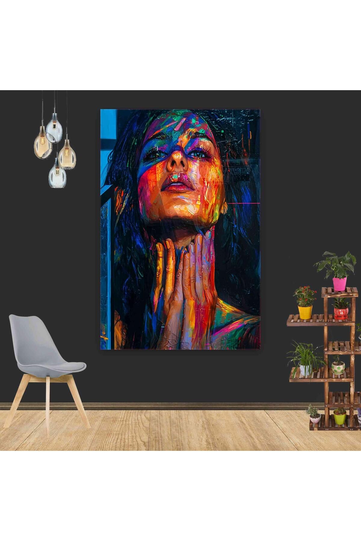 Ritmo Canvas Soyut Renkler Üzerine Kadın Portresi 2 Kanvas Tablo
