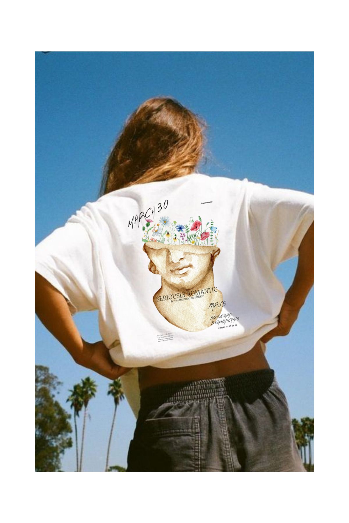 Le'sluette shadow of style Kadın Heykel Baskılı %100 Pamuk Oversize T-shirt