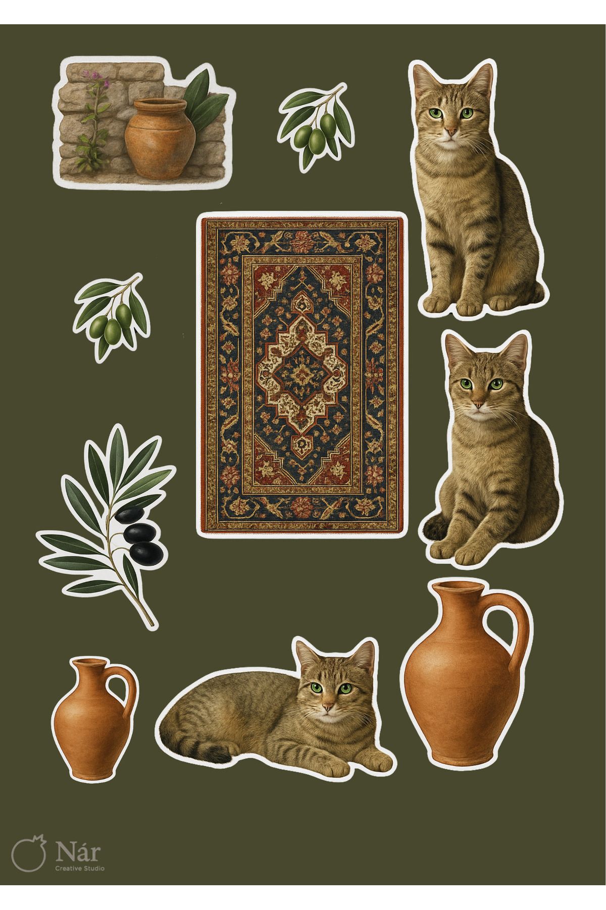 sticker Ege’nin Kedisi Sticker Sayfası I 1 Sayfa I Ege Temalı Çıkartmalar