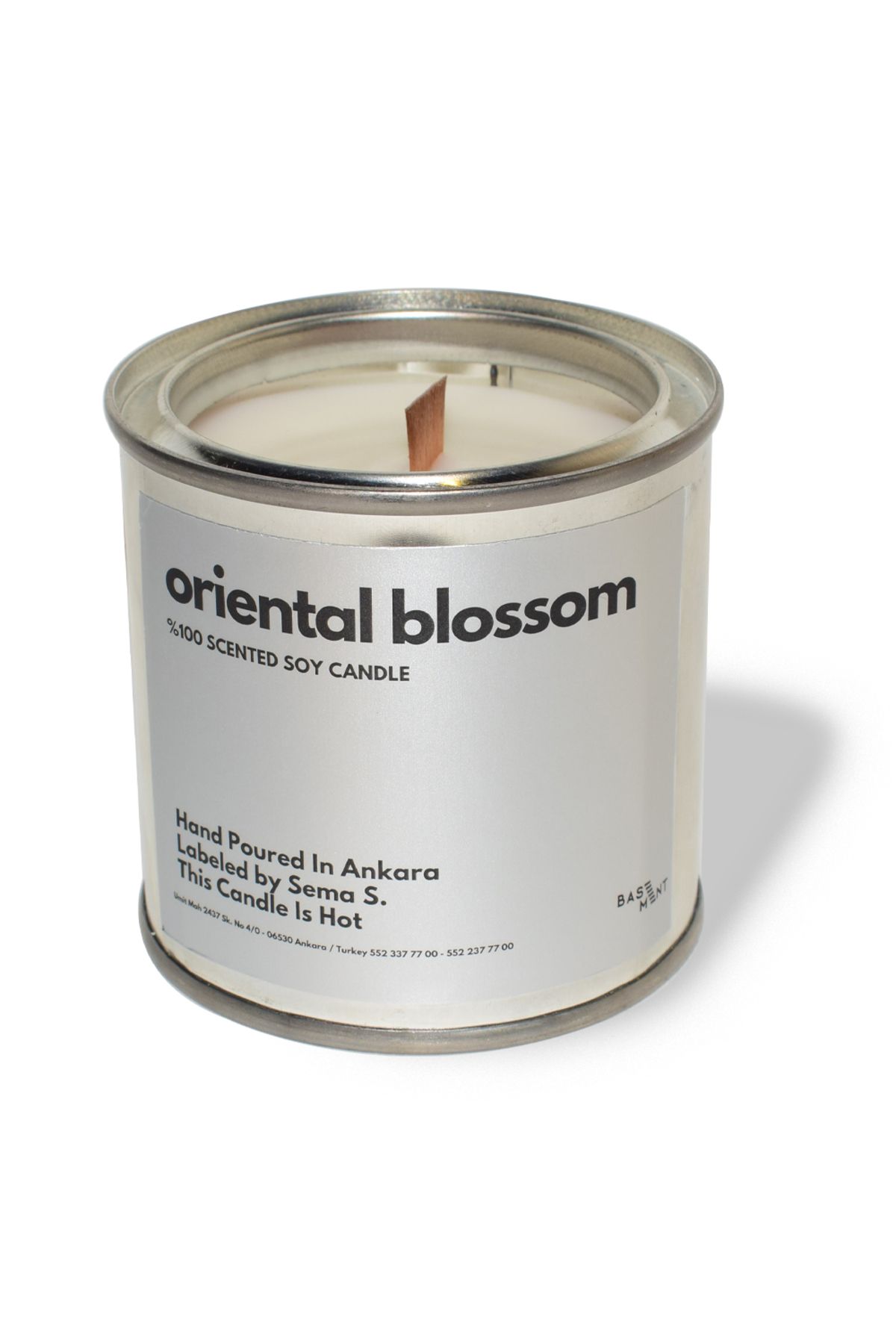 Basement Atellier Metal Kapta Esanslarla Zenginleşen Dekoratif Soya Mum : 280 gr : Oriental Blossom