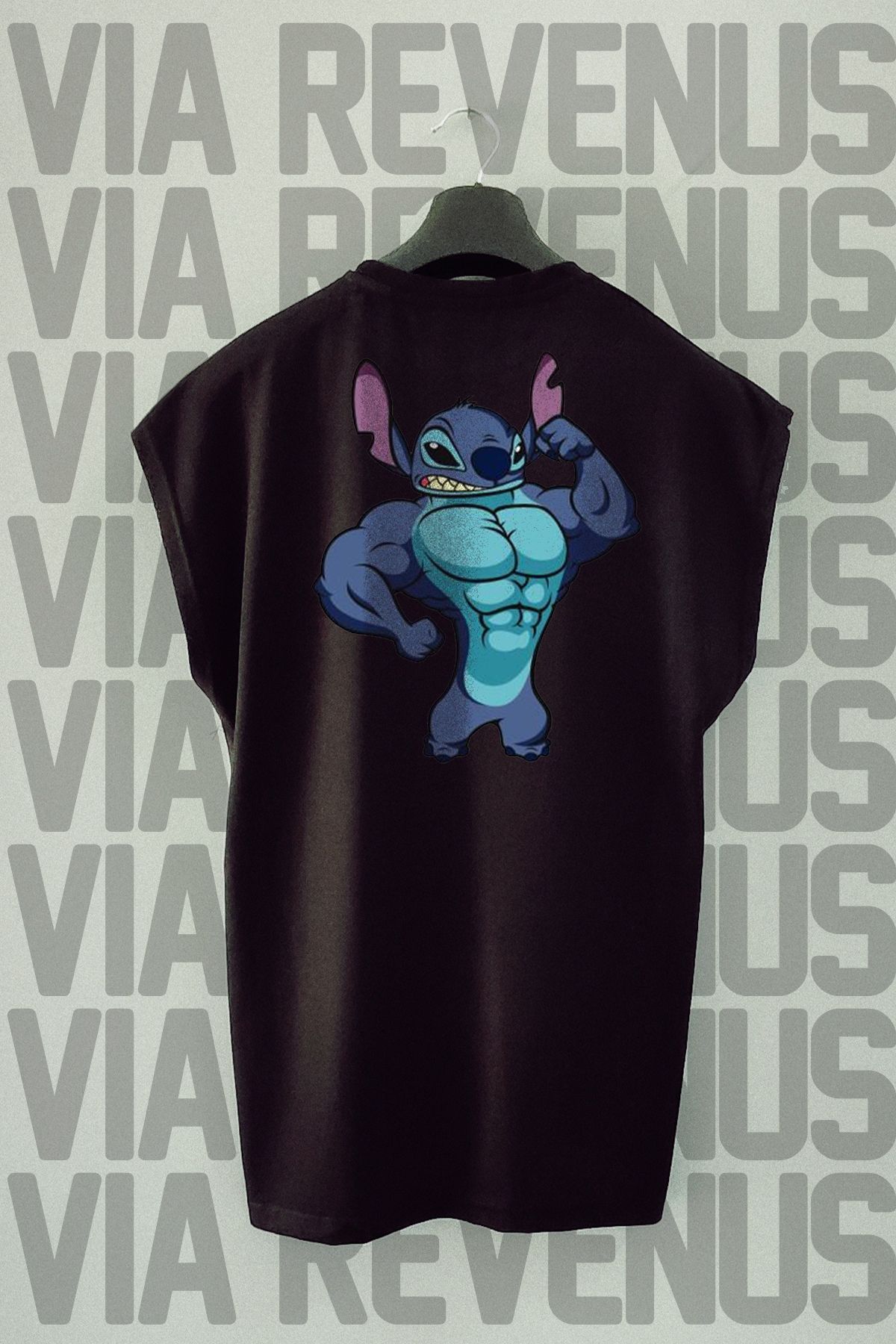 Vordevia Gym Sırt Baskılı Sıfır Kollu Bisiklet Yaka Spor Tshirt