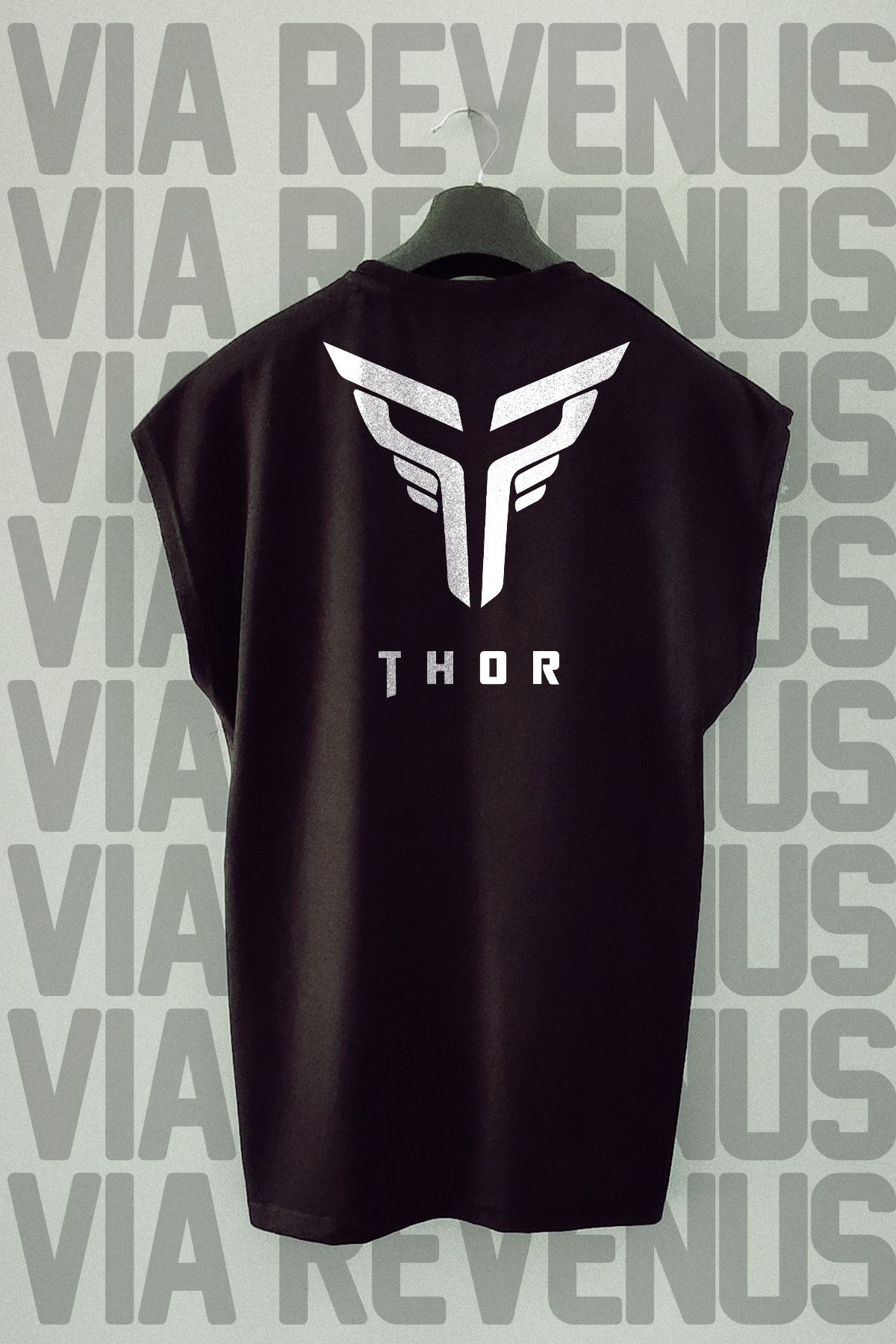 Vordevia Thor Sırt Baskılı Sıfır Kollu Bisiklet Yaka Spor Tshirt