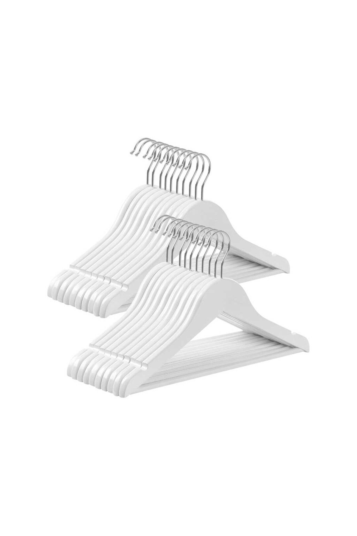 ASTERA Çocuk Ahşap Askısı 20'li Set - 35cm, Kaymaz Pantolon Askısı, Beyaz