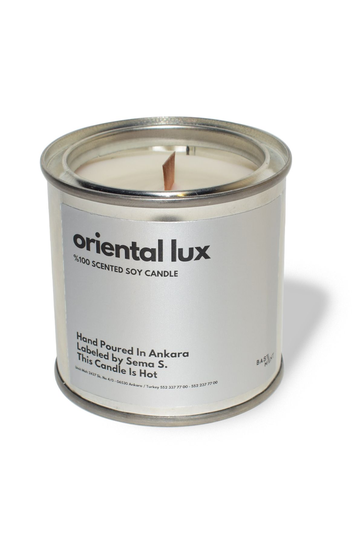 Basement Atellier Metal Kapta Esanslarla Zenginleşen Dekoratif Soya Mum : 280 gr : Oriental Lux