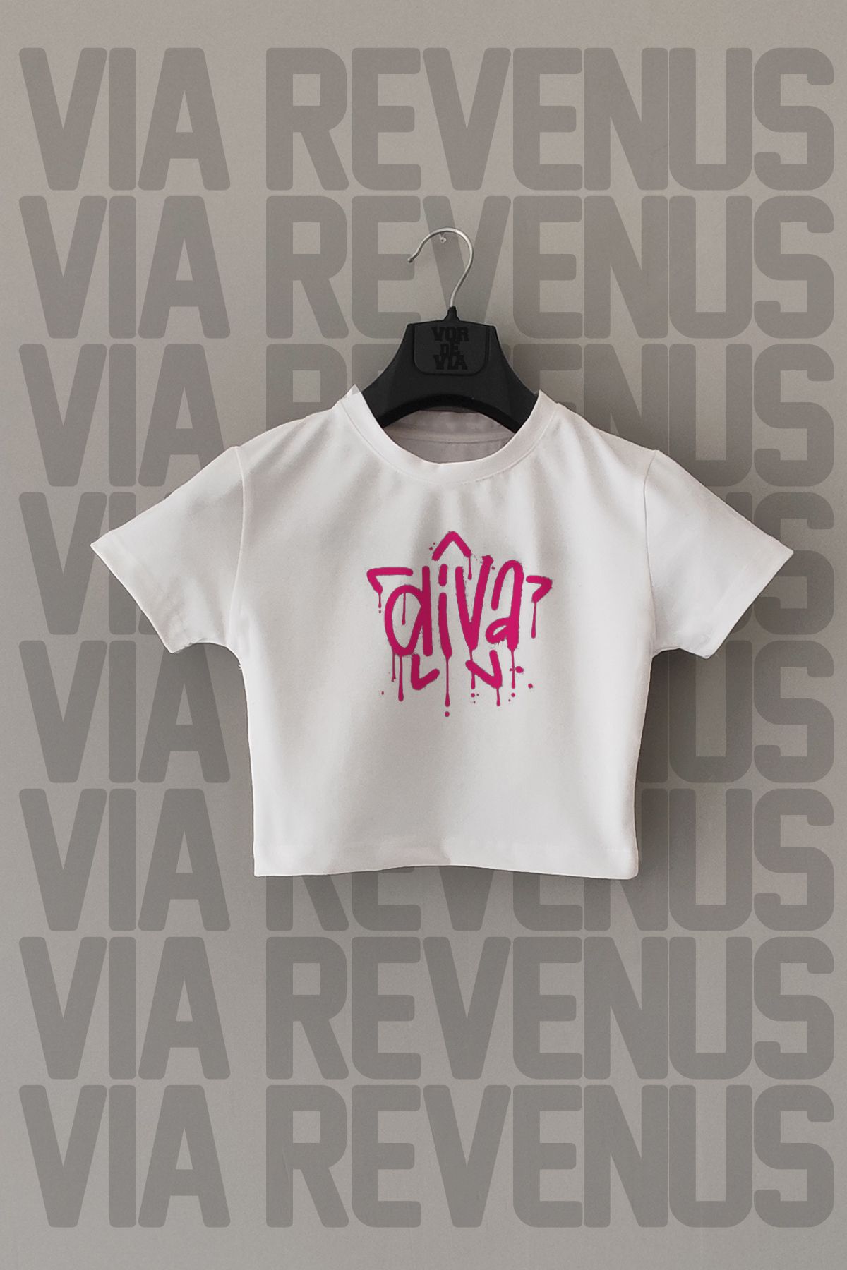 Vordevia Diva Baskılı Dar Kalıp Pamuklu Crop