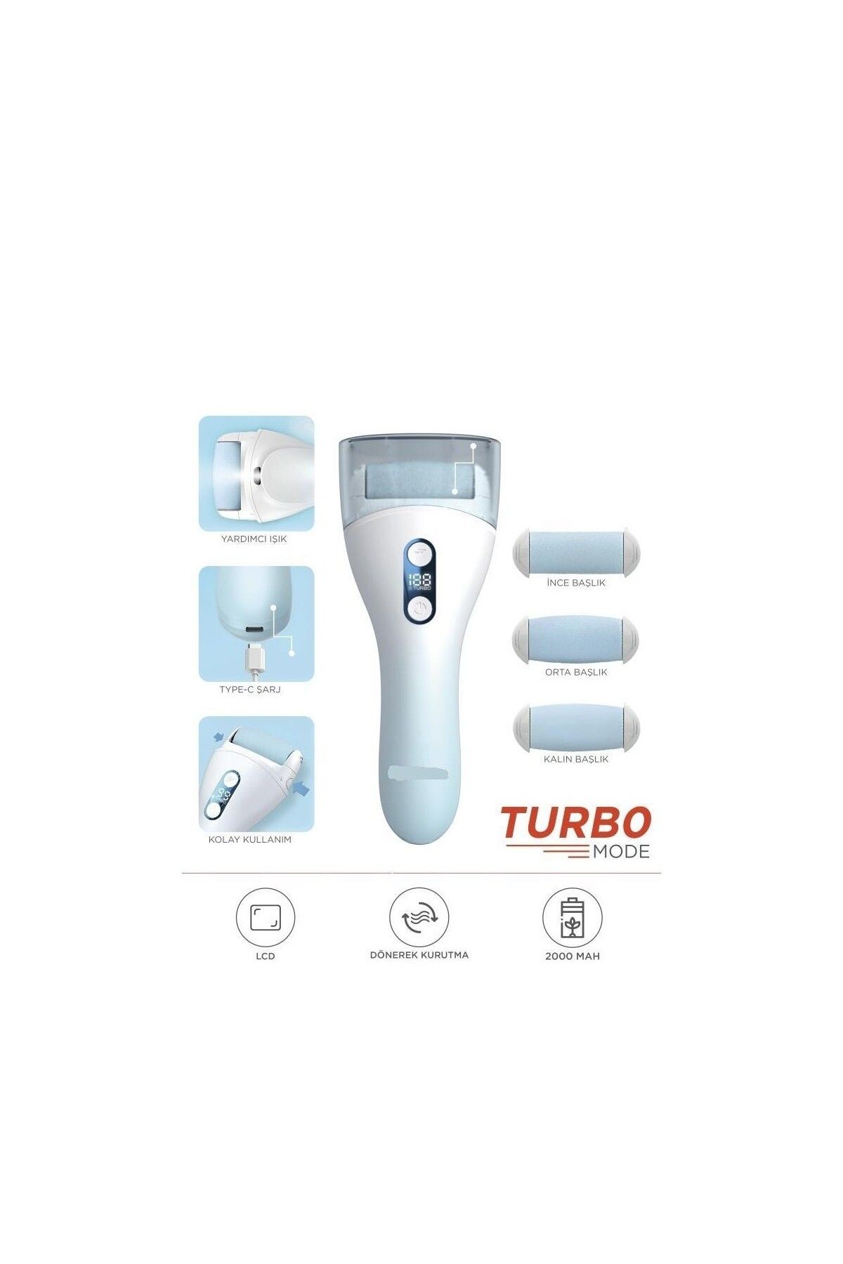 Başkenttekno LED Ekran Göstergeli Turbo Modlu Su Geçirmez Ayak Bakım Törpüsü