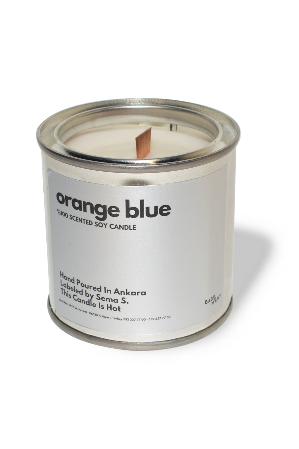 Basement Atellier Metal Kapta Esanslarla Zenginleşen Dekoratif Soya Mum : 280 gr : Orange Blue