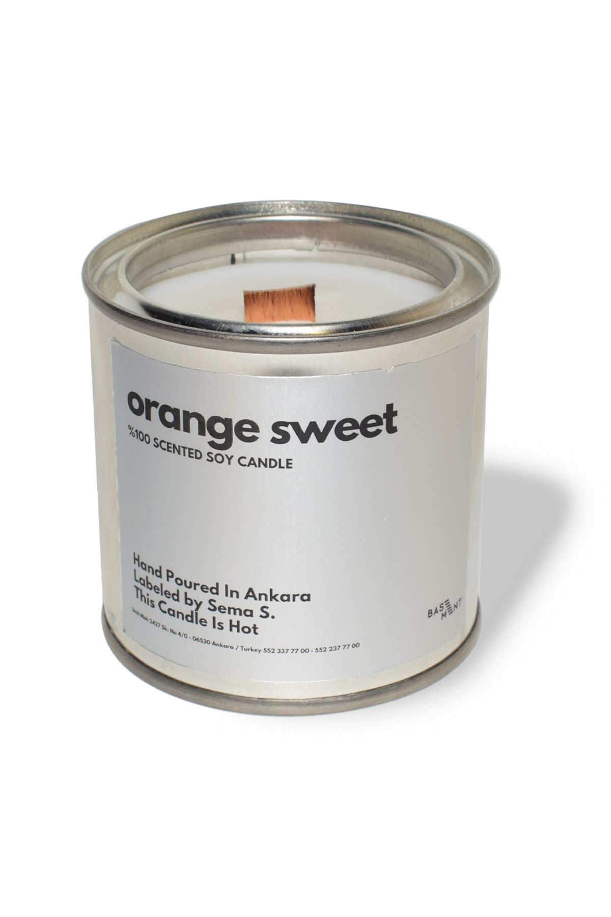 Basement Atellier Metal Kapta Esanslarla Zenginleşen Dekoratif Soya Mum : 280 gr : Orange Sweet