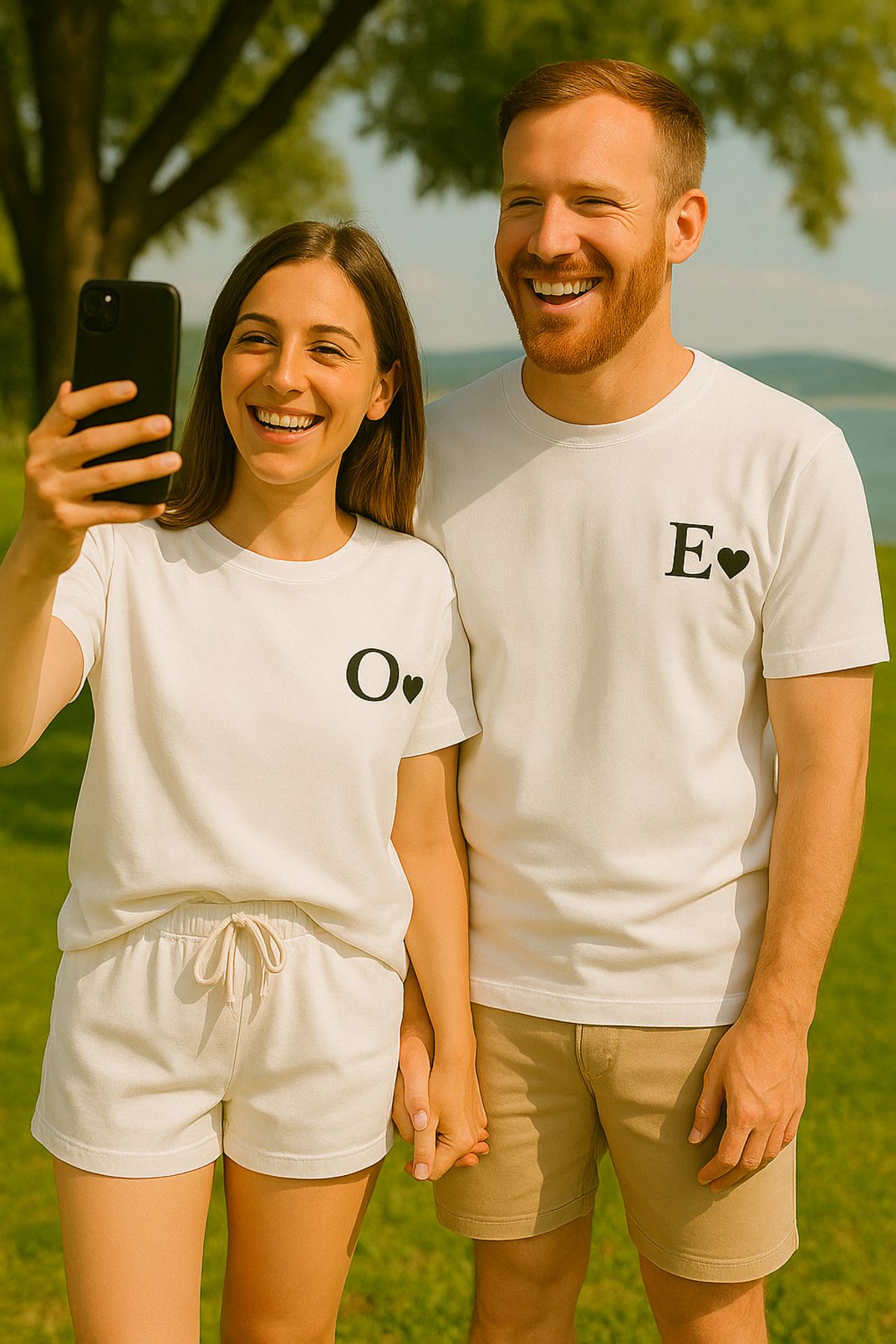 Oylem Sevgili Kombini Kişiye Özel Harf Baskılı 2'li Oversize T-shirt