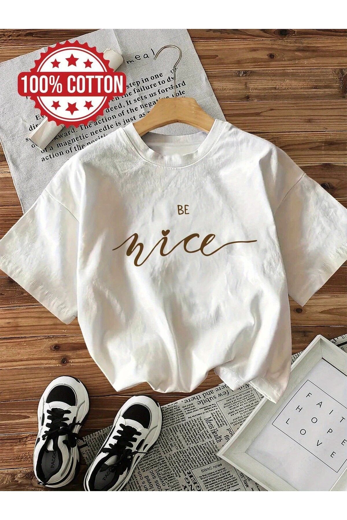 LEIVOR Be Nice Baskılı Kadın Pamuk T-shirt