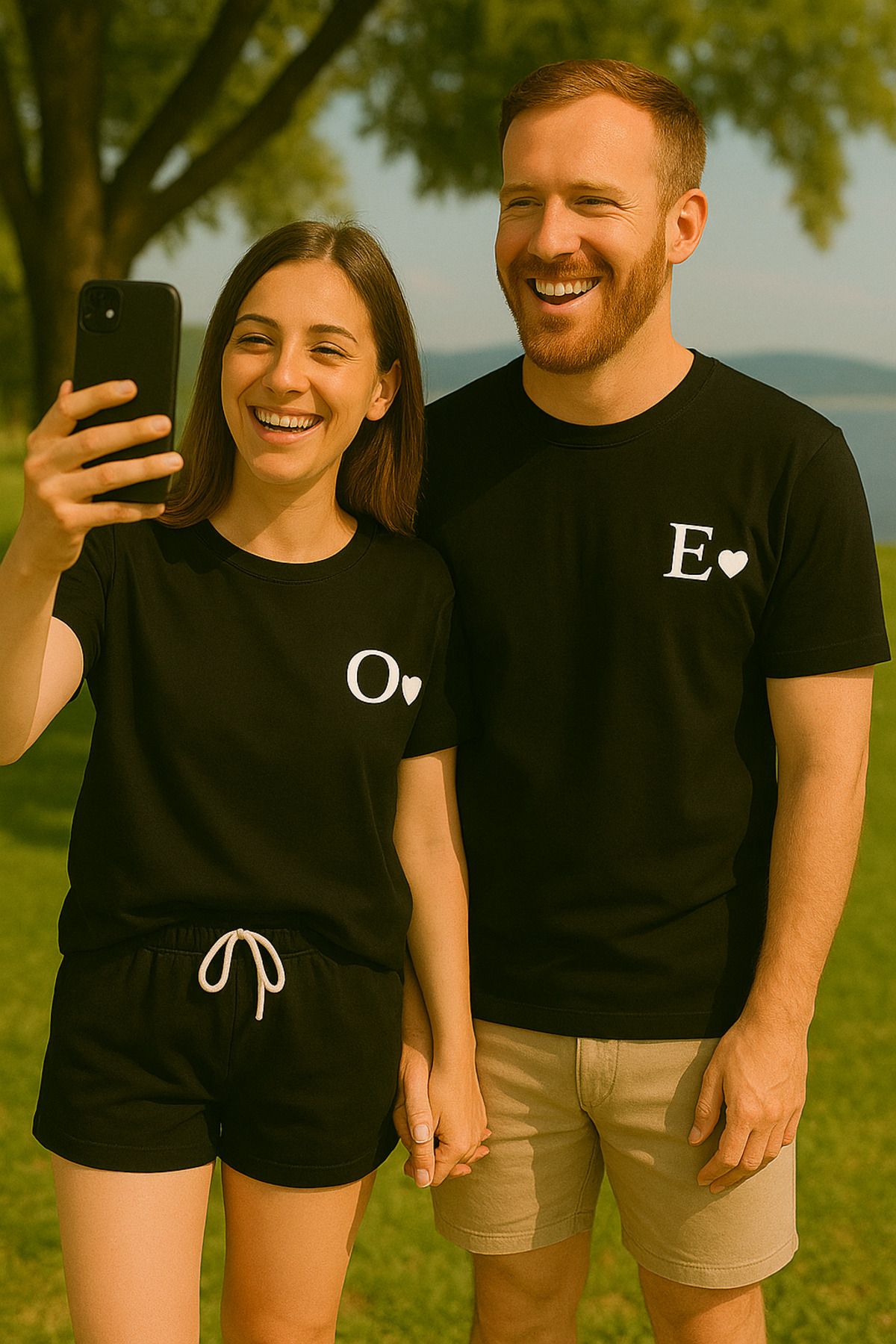 Oylem Sevgili Kombini Kişiye Özel Harf Baskılı 2'li Oversize T-shirt