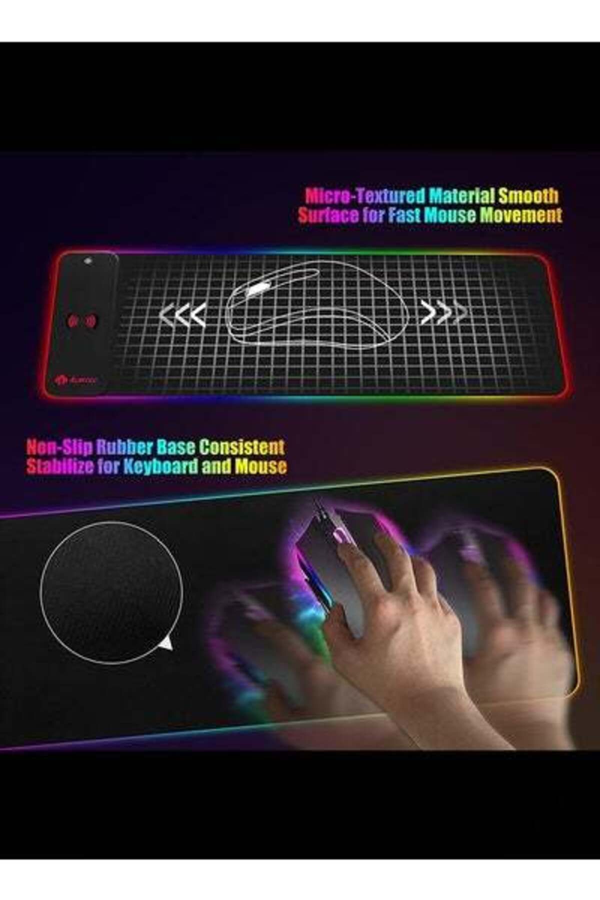 MOTIM-Gaming Mouse Pad with Wireless Fast Charge 15W LED Mouse Mat Non-Slip Rubber Base Extended MousePad 5
