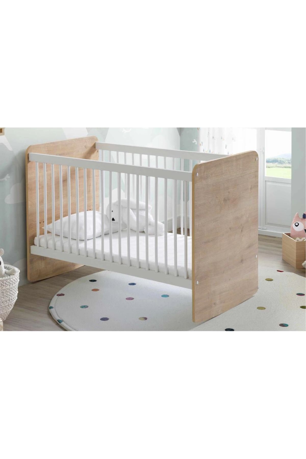 artisania Babywhen Pratik Kademeli Sallanır Beşik 60x120 Ahşap
