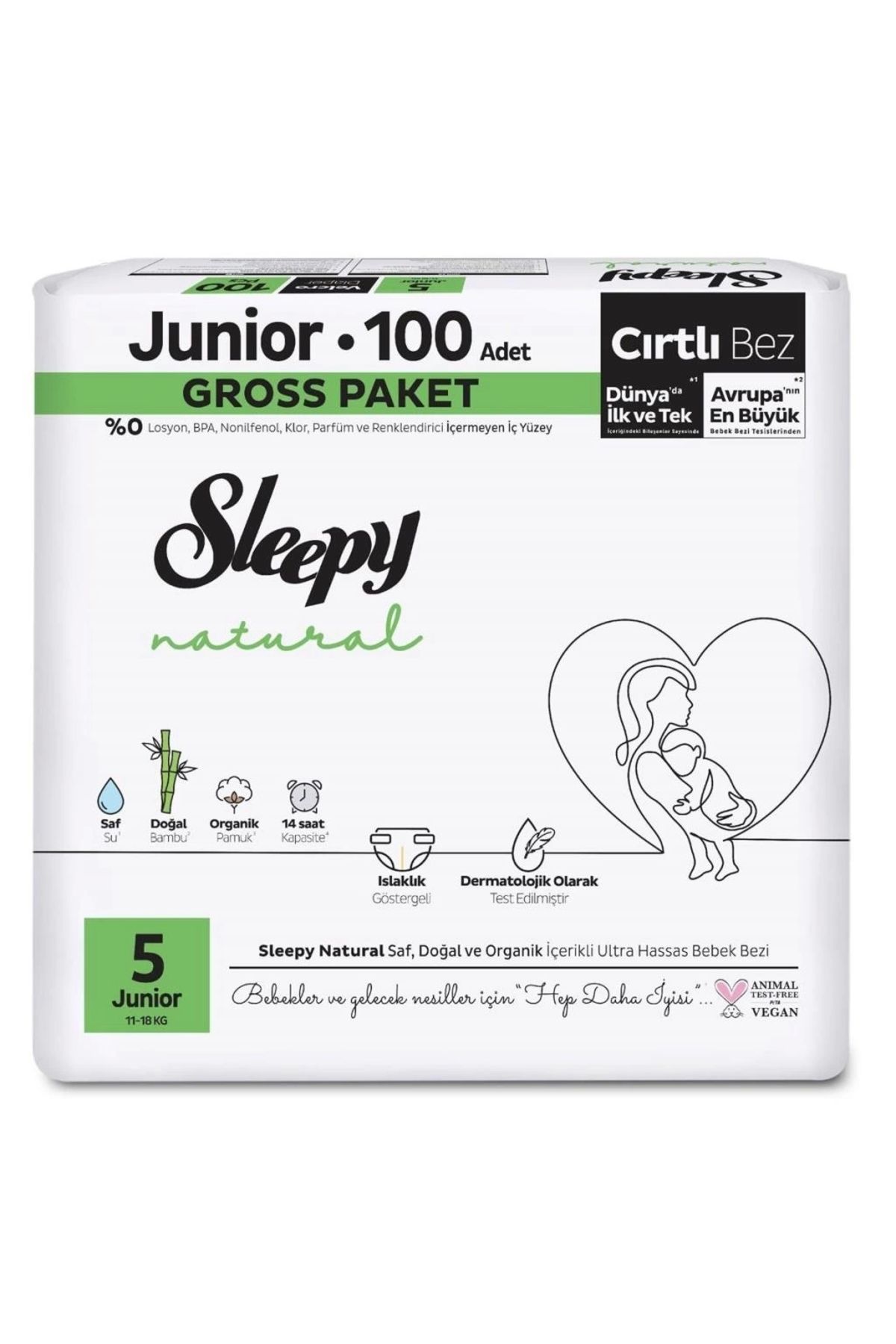 artisania Sleepy Natural Bebek Bezi Gross Paket 5 Beden 11-18 Kg 100 Adet