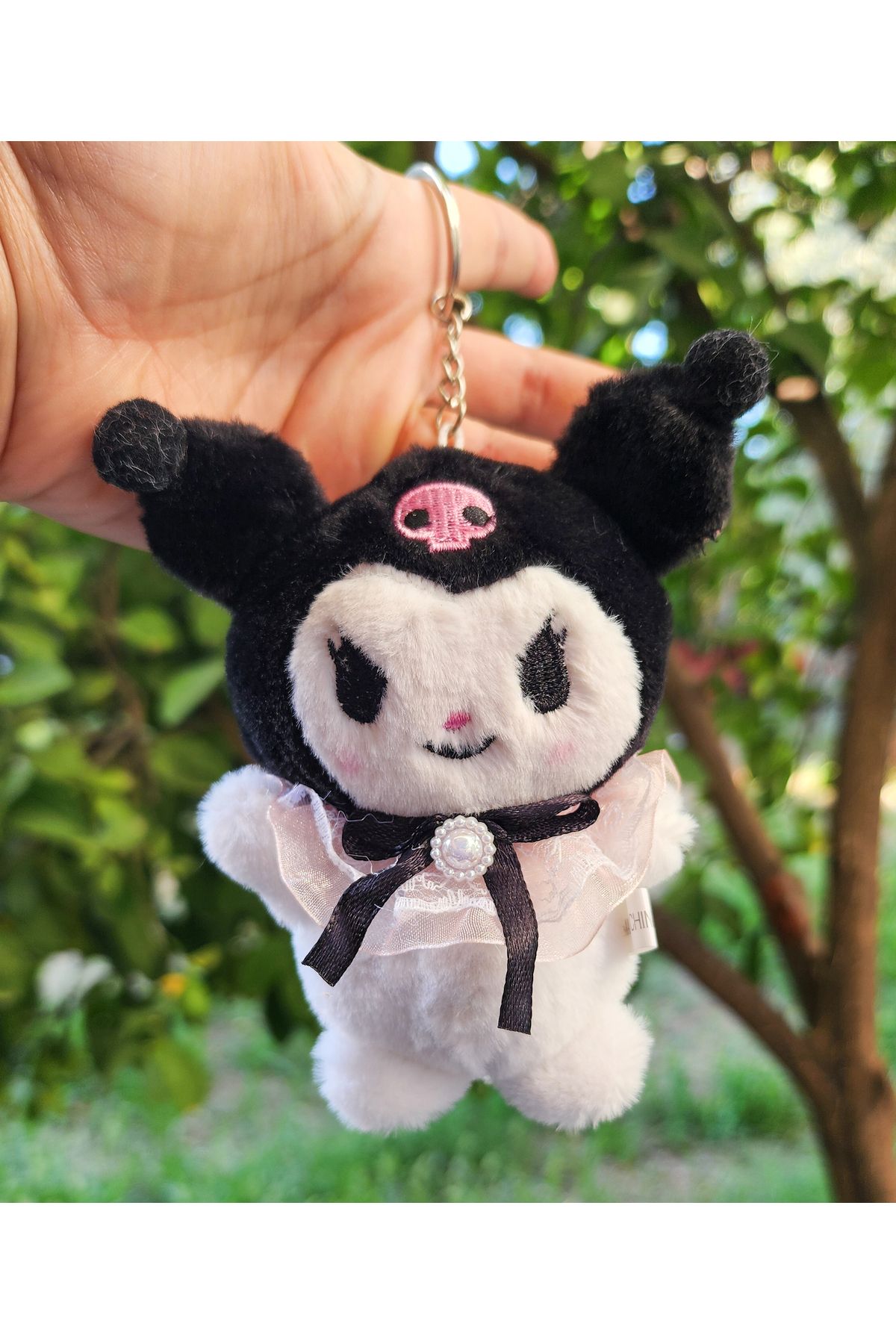 Rota Hediyelik 15 cm Peluş Kuromi Anahtarlık Kawaii Sanrio Sevimli Çanta Çocuk Anahtarlık