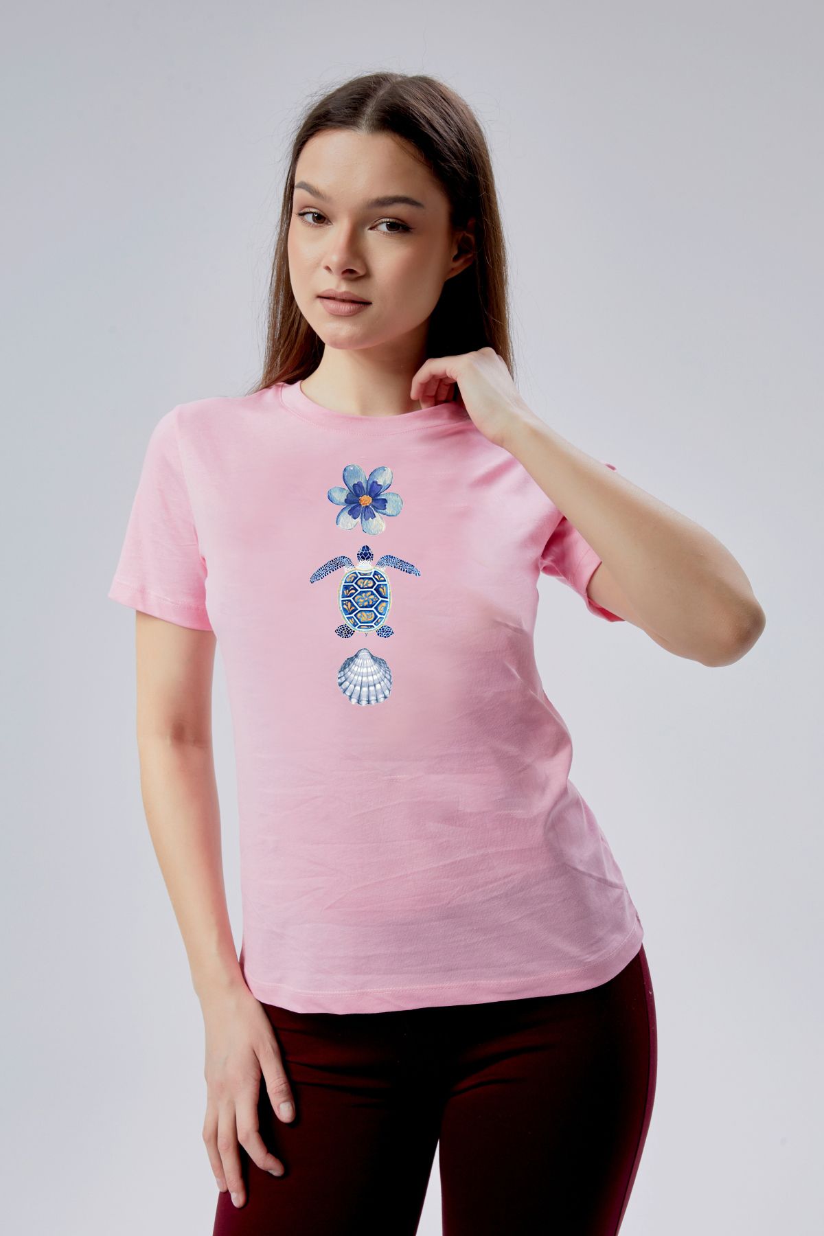 Kurun's Collection Caretta Baskılı Kısa Kol Pamuklu Tshirt