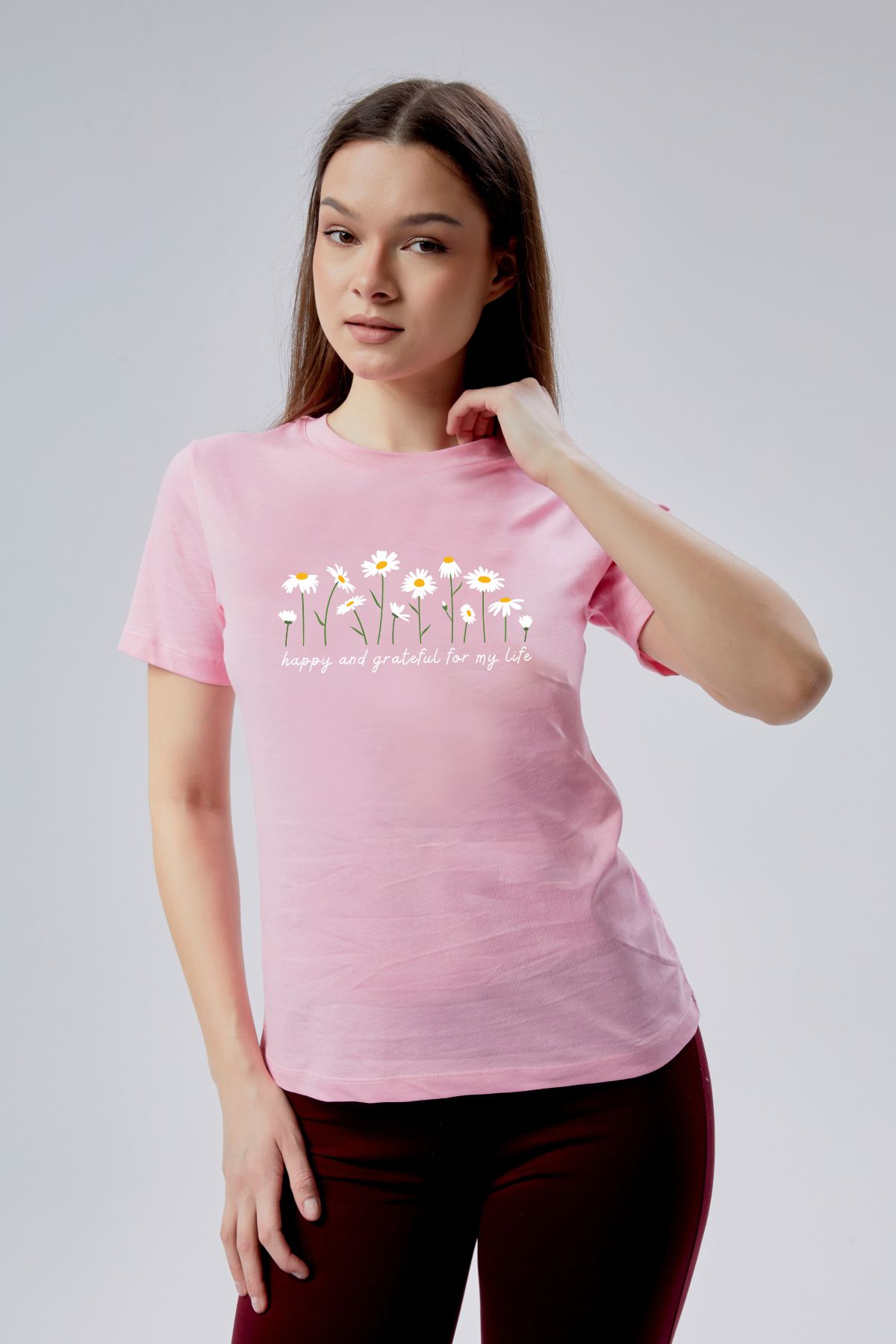 Kurun's Collection Daisies Baskılı Kısa Kol Pamuklu Tshirt