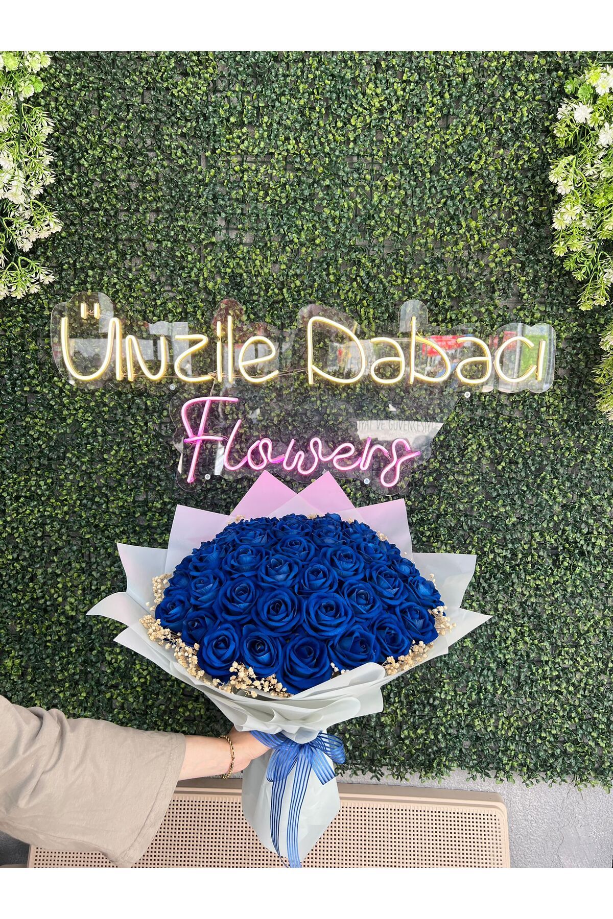 ünziledabacıflowers 41 li yapay mavi gül buketi