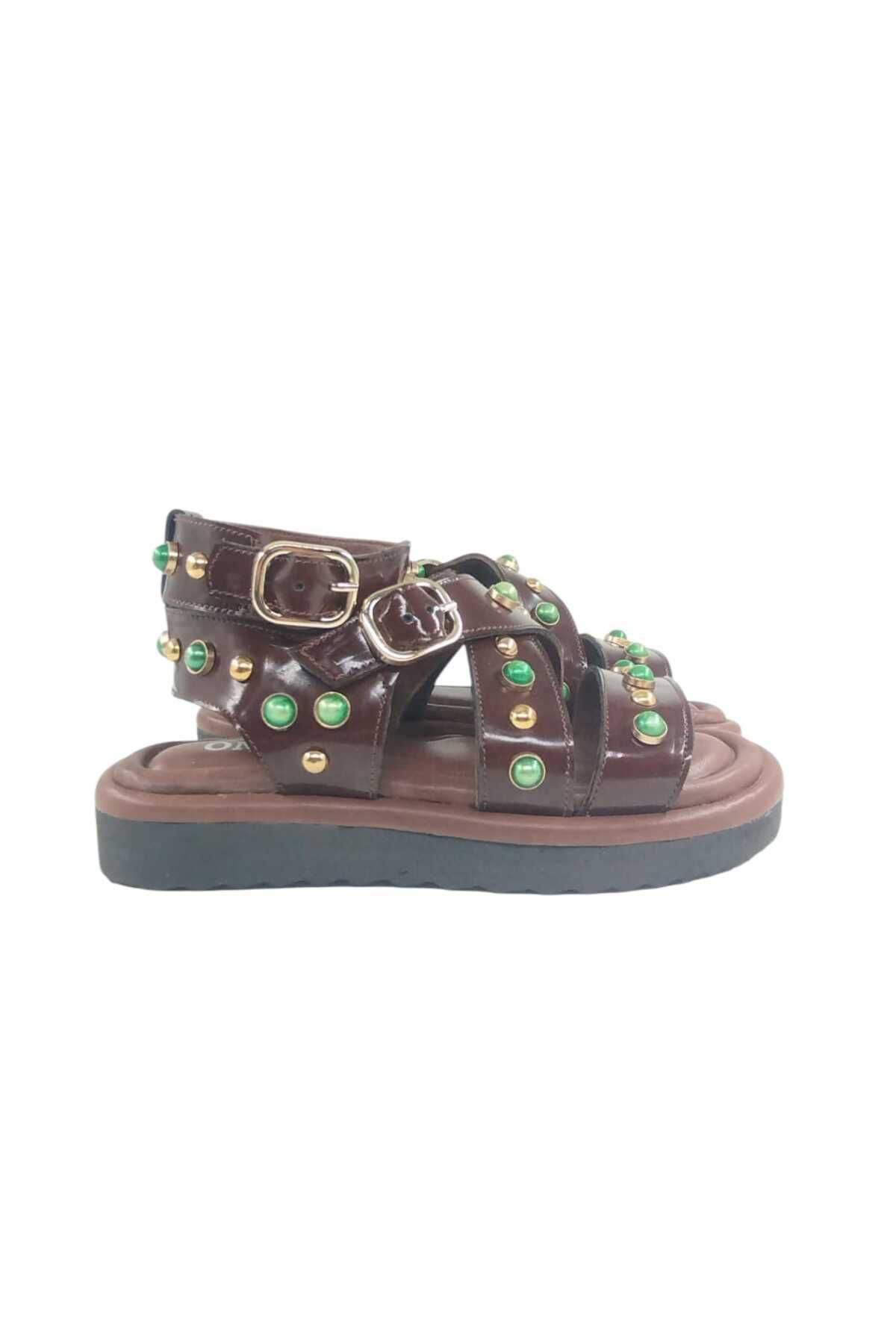 Oneka Shoes Kadın Günlük Sandalet 866425 KST1008 Kahverengi açma