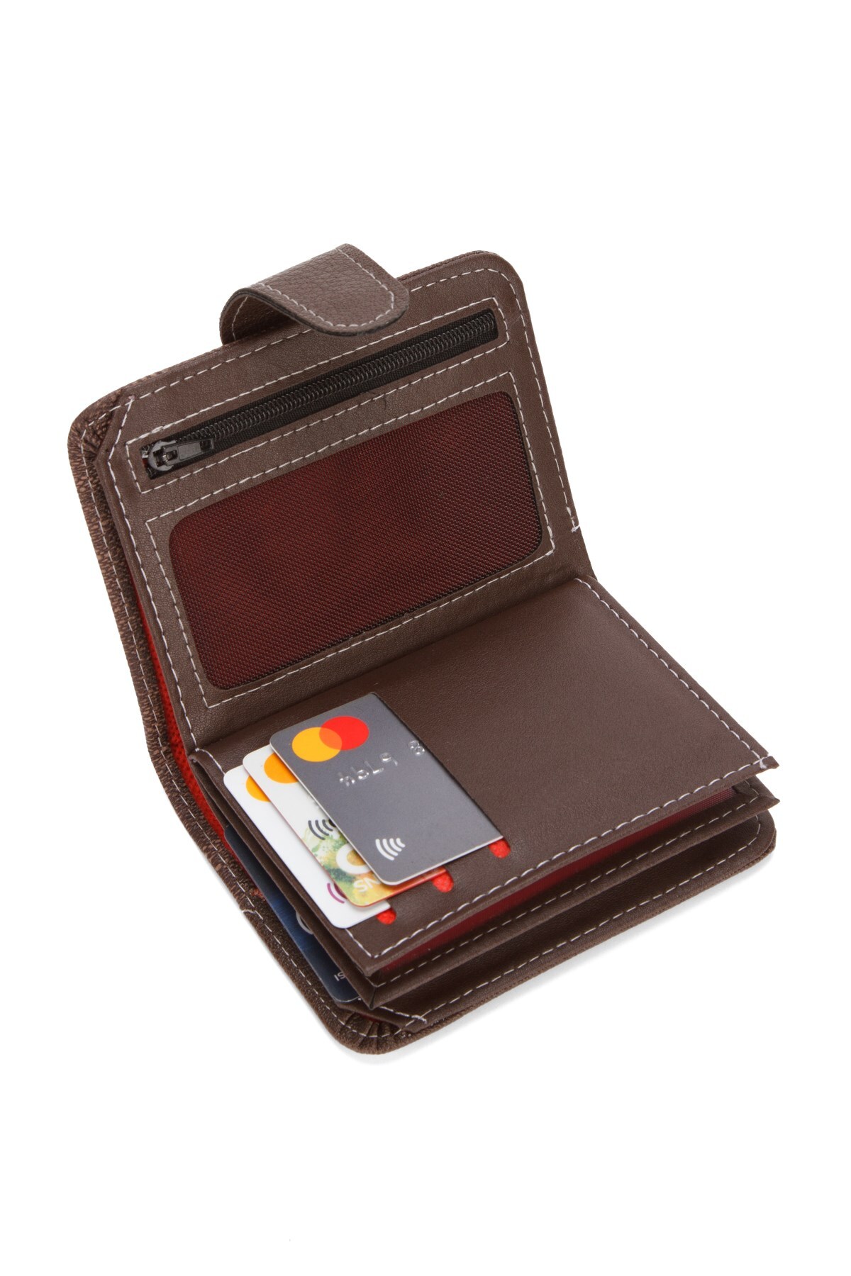 Newish Polo Kot Kumaş Bozuk ve Kağıt Para Kartlık ve Cüzdan - Kahverengi