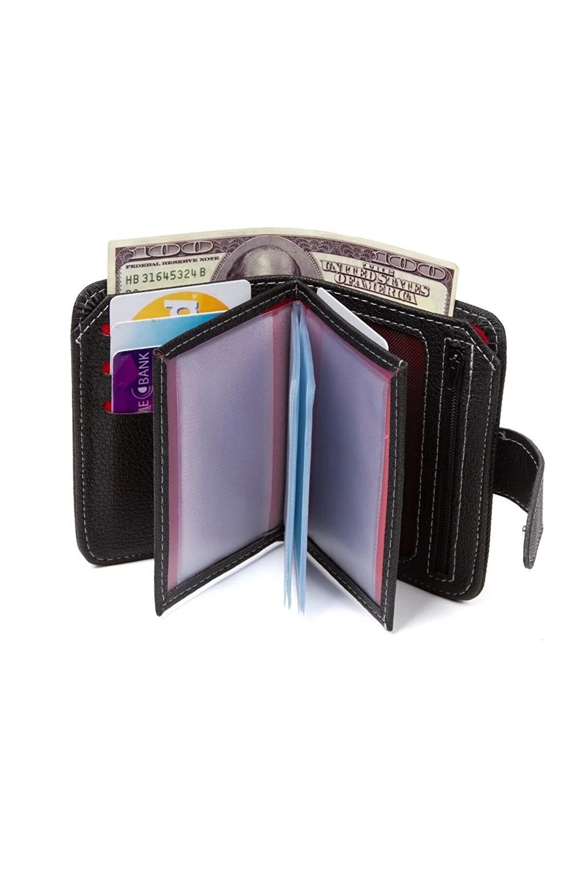 Newish Polo  Kot Kumaş Bozuk ve Kağıt Para Kartlık ve Cüzdan - Siyah - Görsel 4