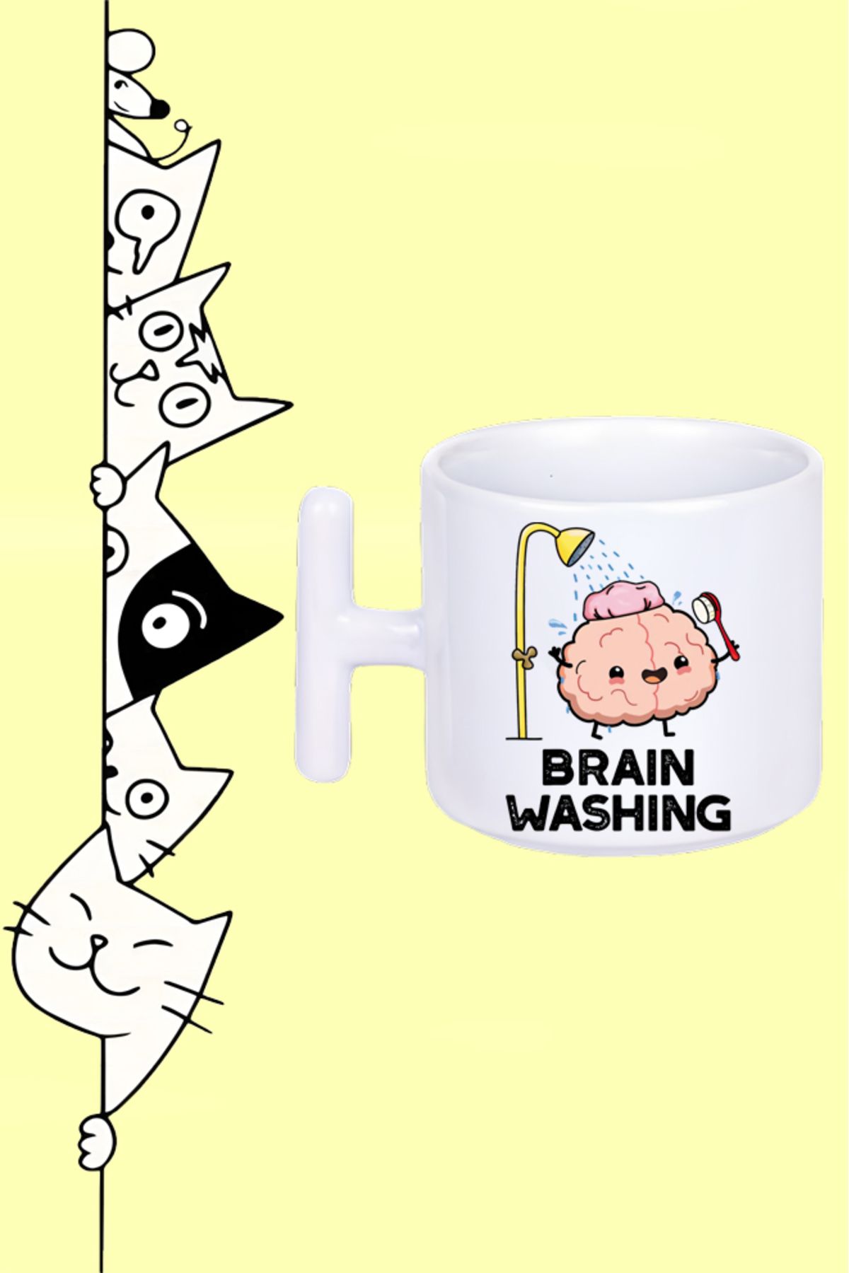 Olympus plus BRAIN WASHING BEYİN YIKAMA MODDO TASARIM BASKILI BEYAZ T SAP KUPA BARDAK