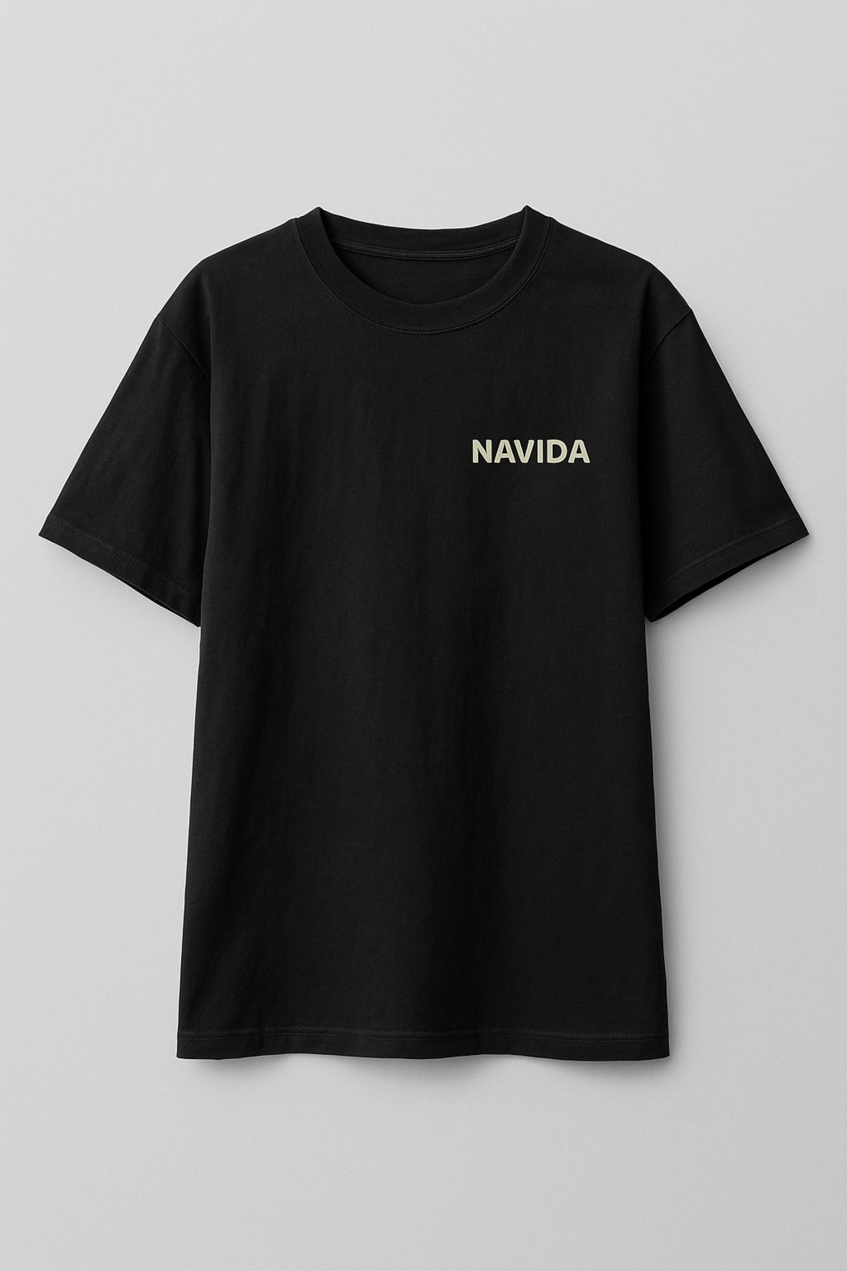 Navıda wear NAVIDA Oversize Unisex Siyah Tişört – Minimal Baskılı
