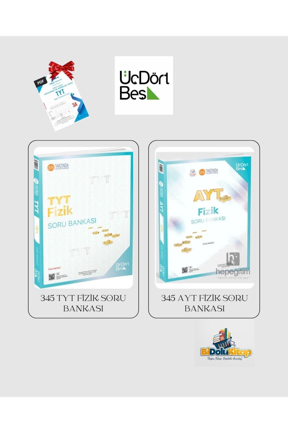 Sınav Yayınları 345 TYT FİZİK S.B & ÜÇDÖRTBEŞ AYT FİZİK S.B (KURUMSAL DENEME HEDİYELİ)
