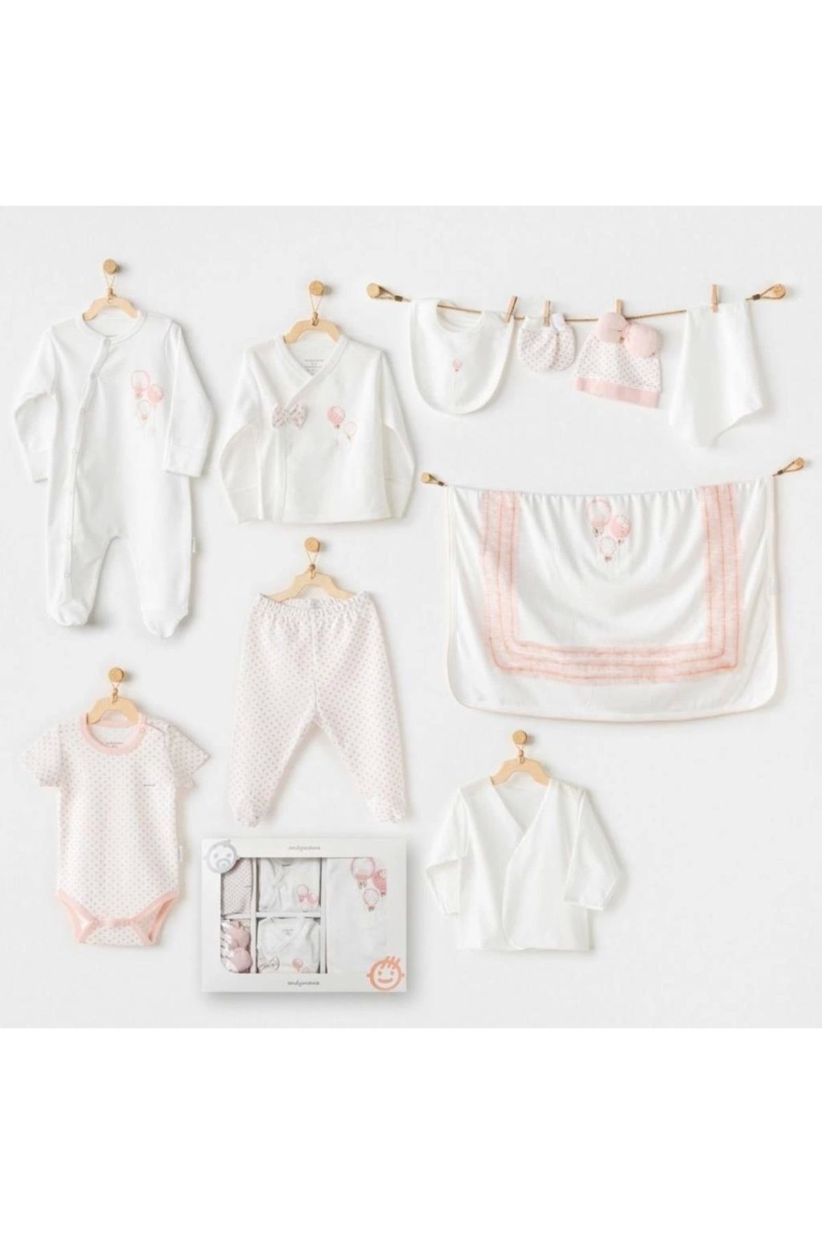 artisania Andywawa AC25551 Newborn Set Pınk Baloons 10'Lu Hastane Çıkışı Ekru