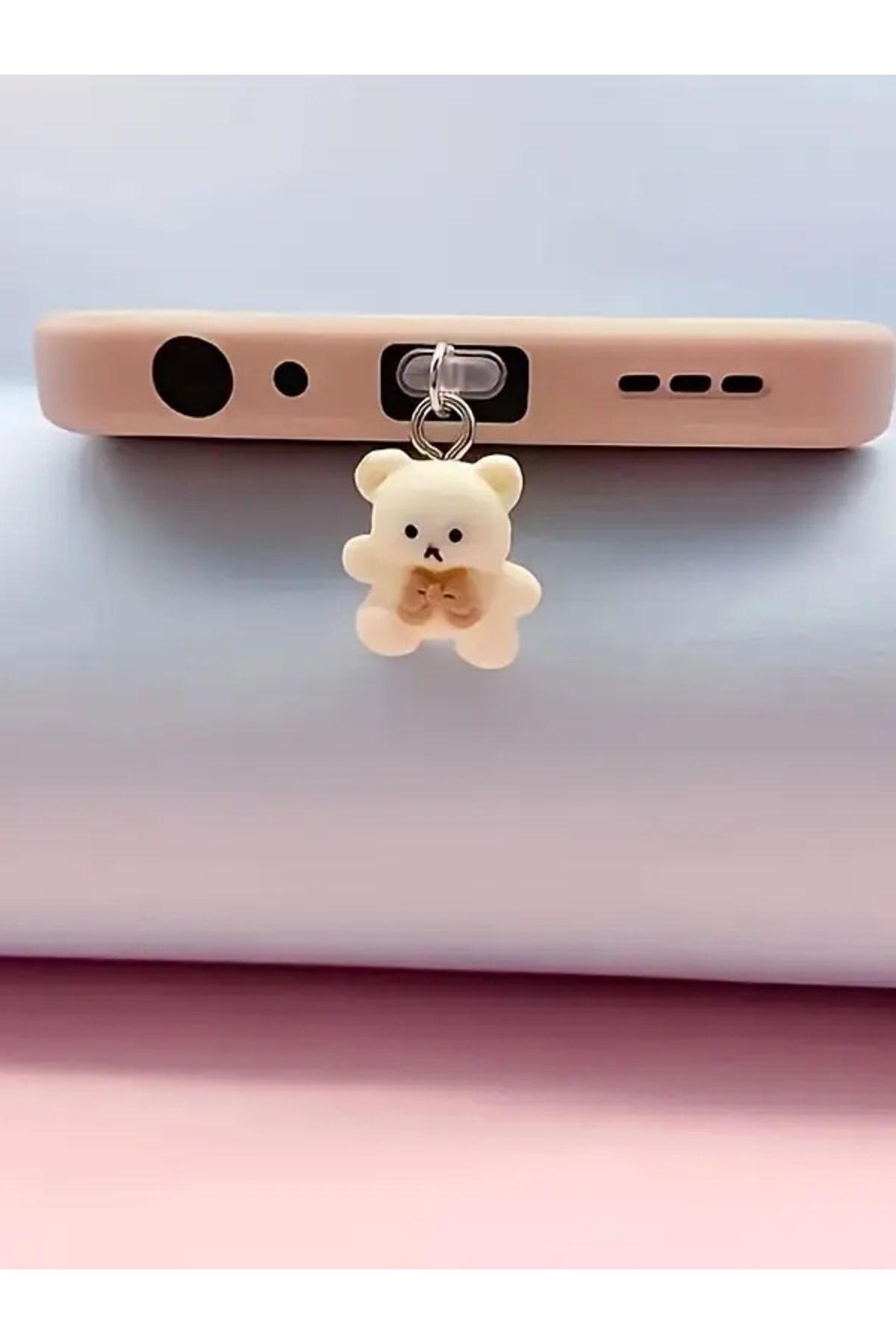 NaturalCharm 3D Ayı Figürlü Toz Geçirmez Telefon Kolyesi – iPhone Uyumlu Şık Aksesuar