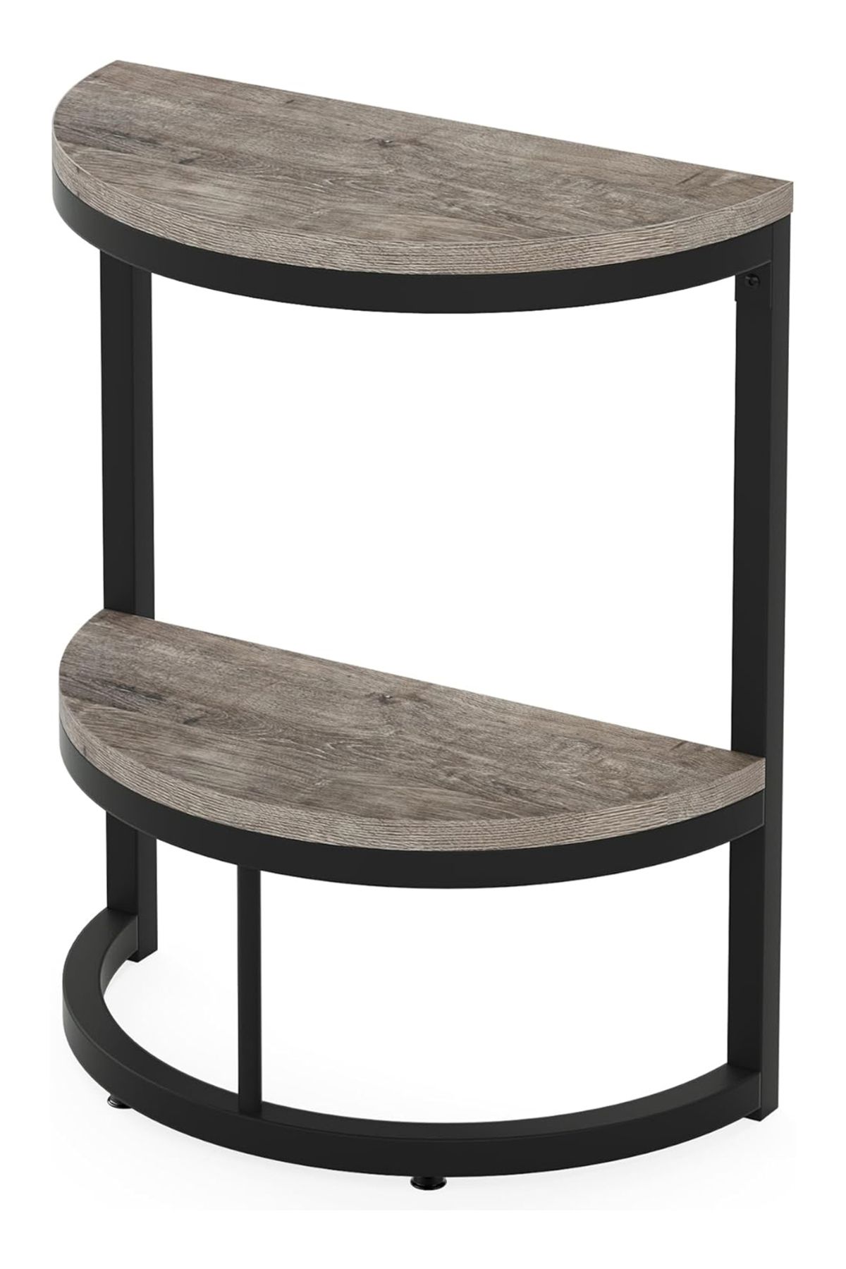 sharpdo-2-Tier End Table Semi Circle, Small Half Round Side Table with Storage Shelf 6