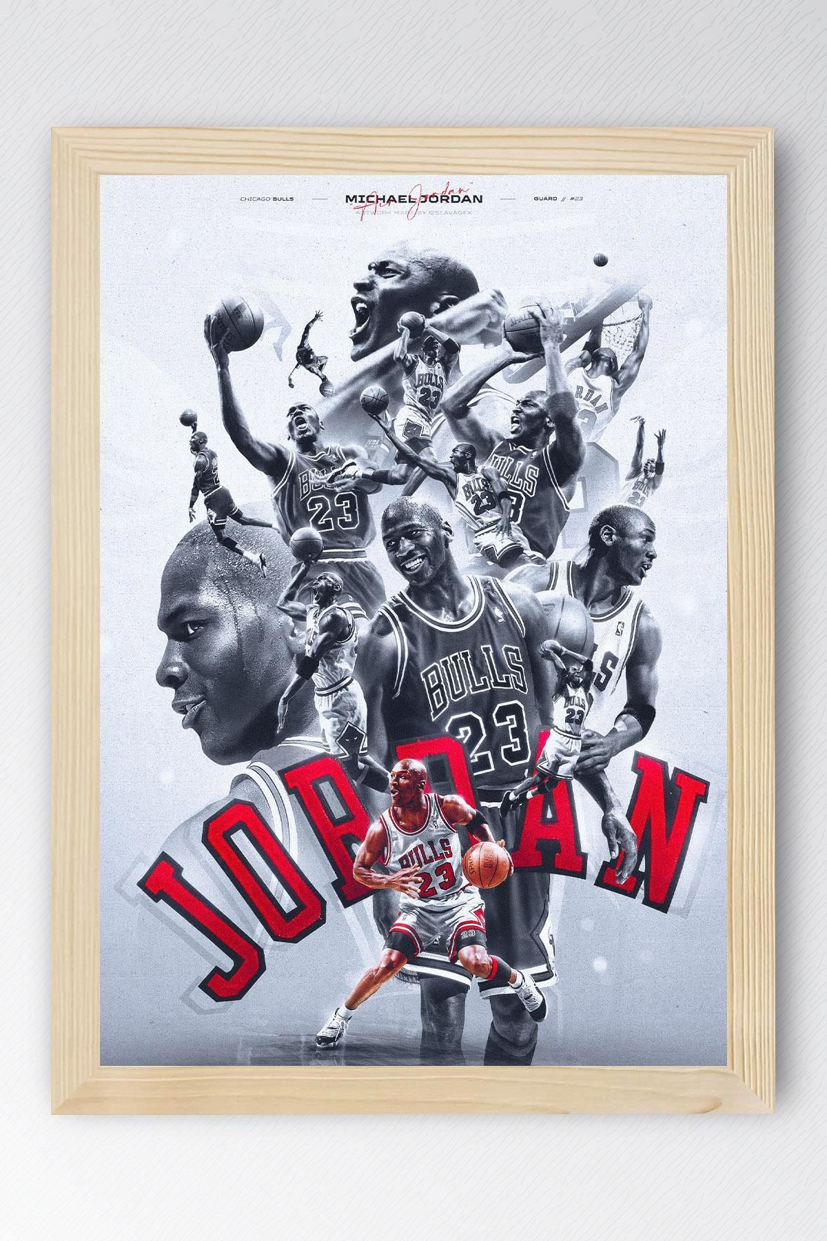 Saturn Michael Jordan Çerçeveli Tablo - Basketbol NBA Posteri Tablo
