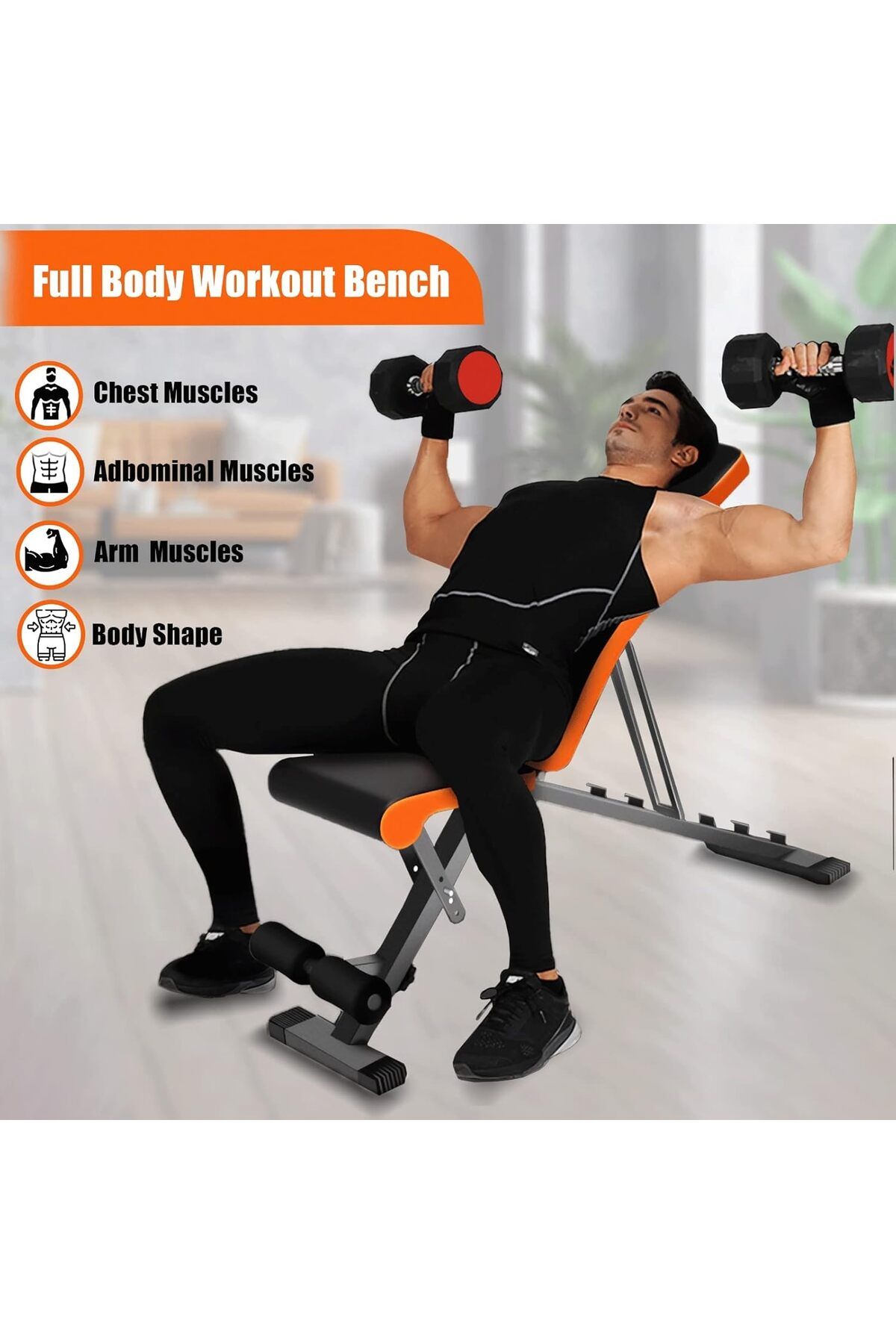 Skyland-SKY LAND Exercise Bench | Foldable & Multi-Function Adjustable Weight Bench for Home Gym | Ergonomic 3