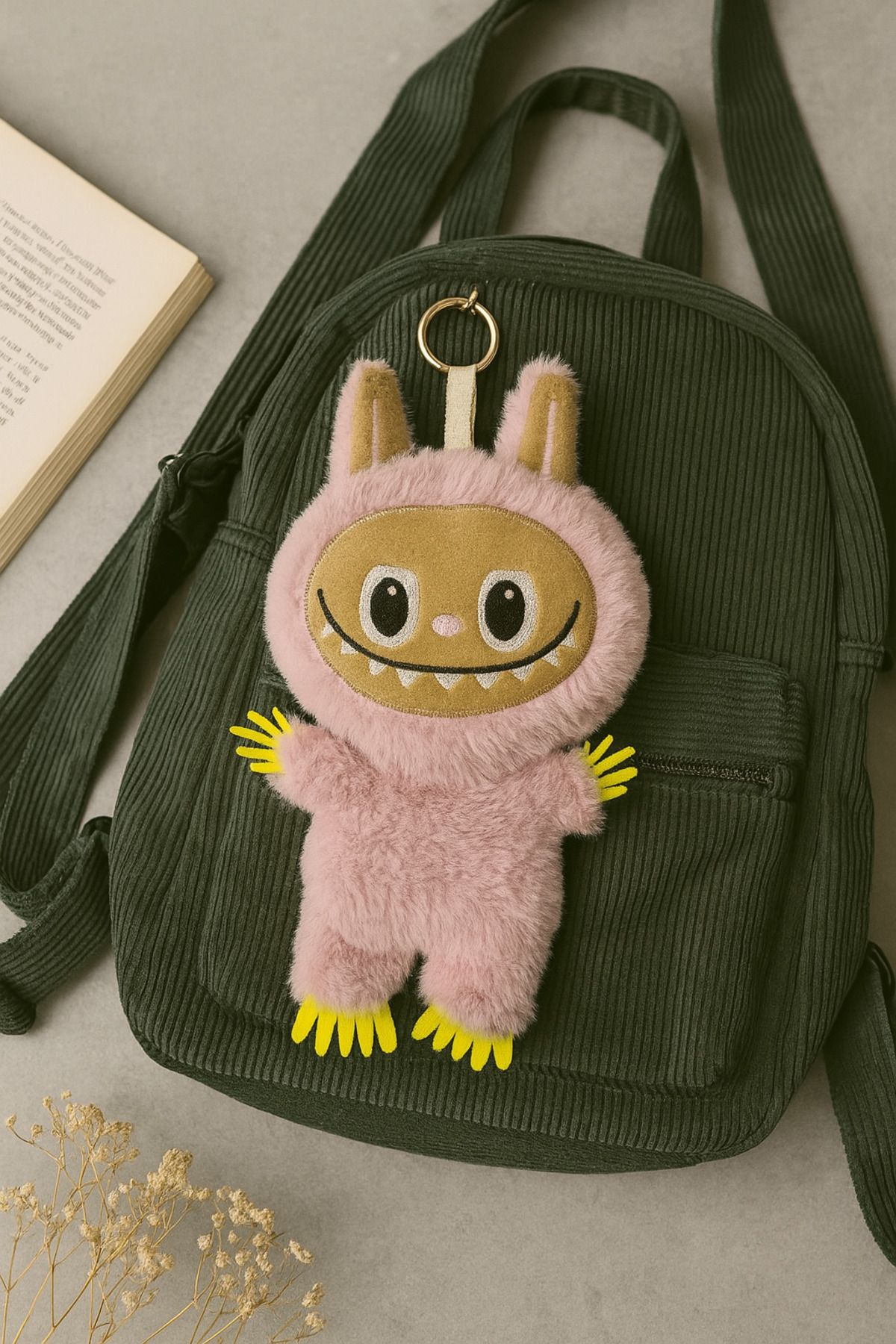 pamela home Labubu Peluş Bebek Oyuncak Anahtarlık Halkalı Sevimli Labubu 30cm