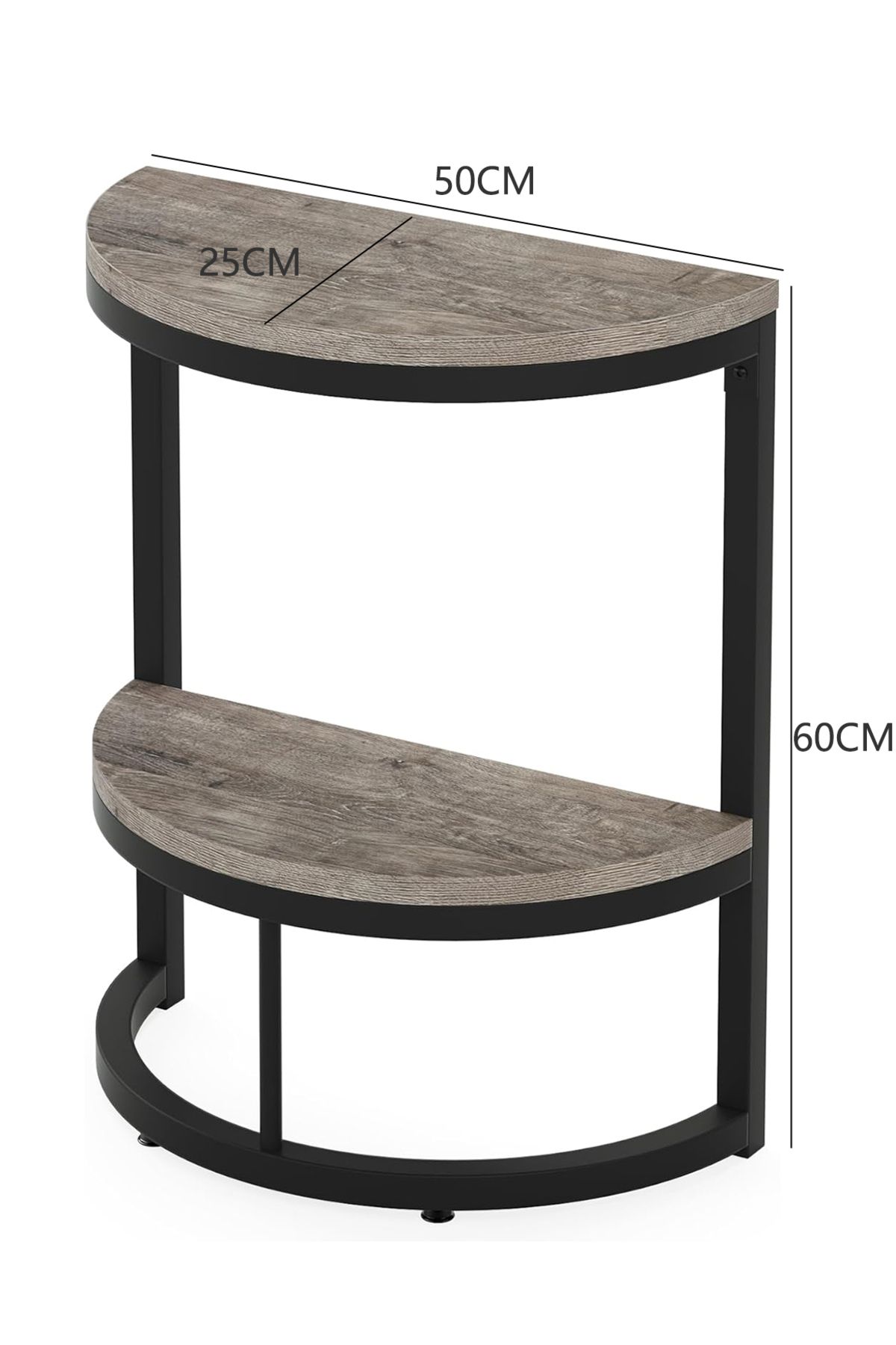sharpdo-2-Tier End Table Semi Circle, Small Half Round Side Table with Storage Shelf 7