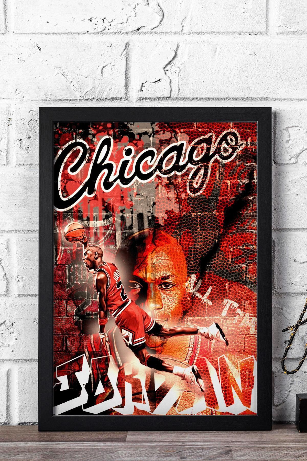 Saturn Michael Jordan Çerçeveli Tablo - Basketbol NBA Posteri Tablo