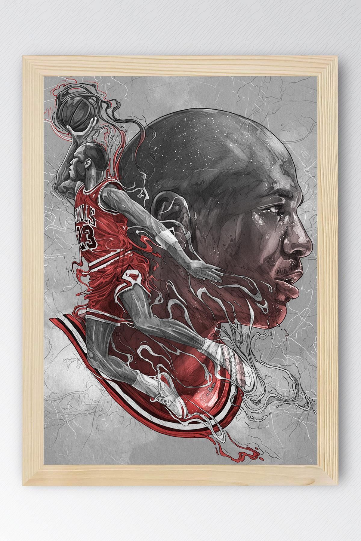 Saturn Michael Jordan Çerçeveli Tablo - Basketbol NBA Posteri Tablo