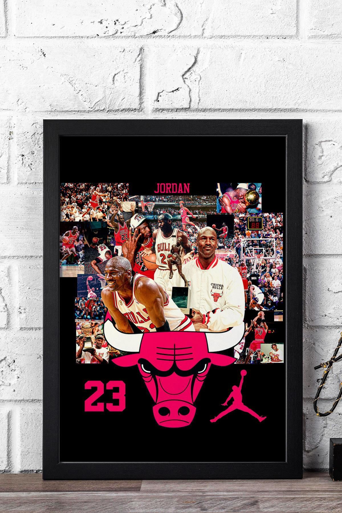 Saturn Michael Jordan Çerçeveli Tablo - Chicago Bulls NBA Posteri Tablo