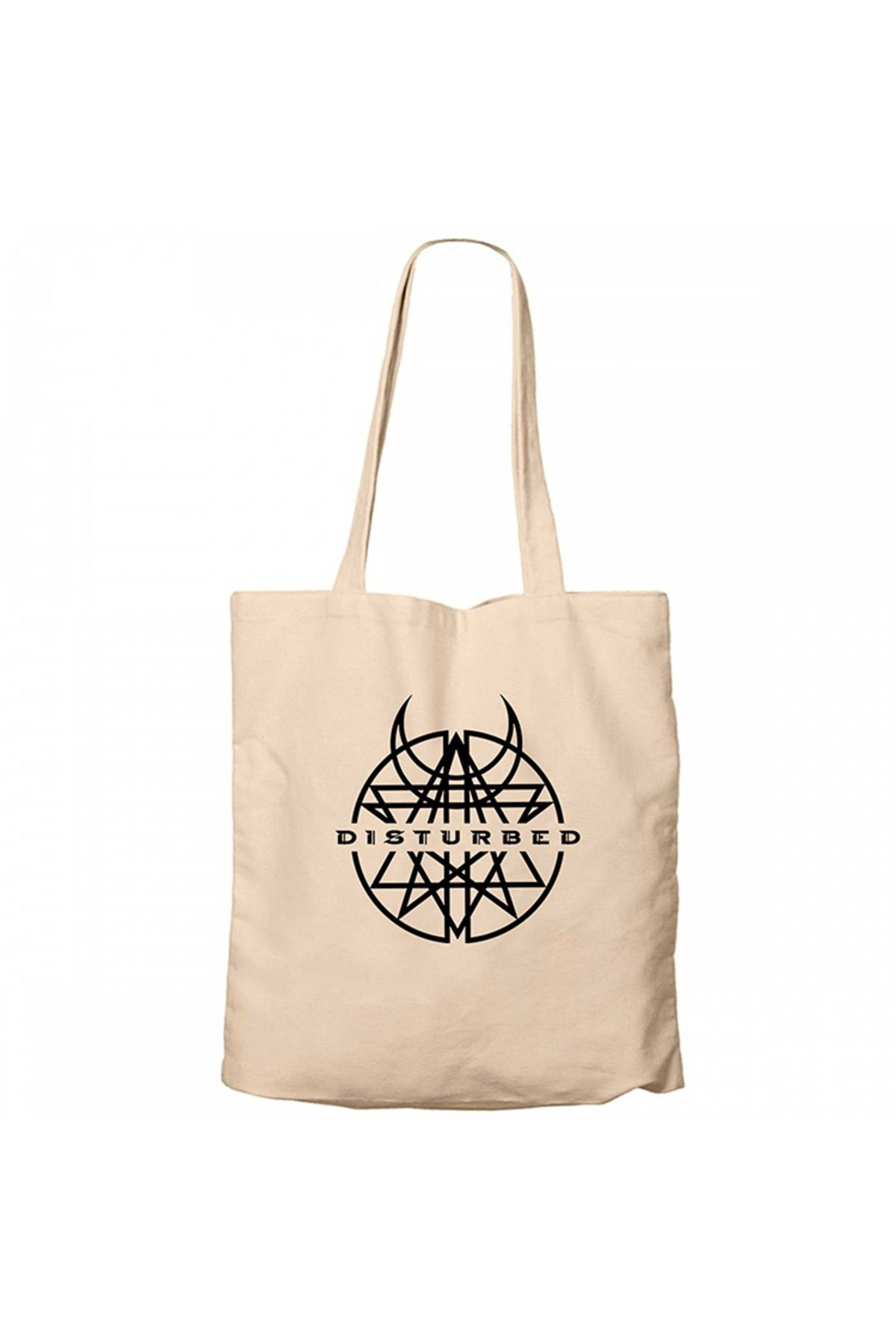 Z zepplin Disturbed Logo Krem Fermuarlı Bez Çanta Gabardin