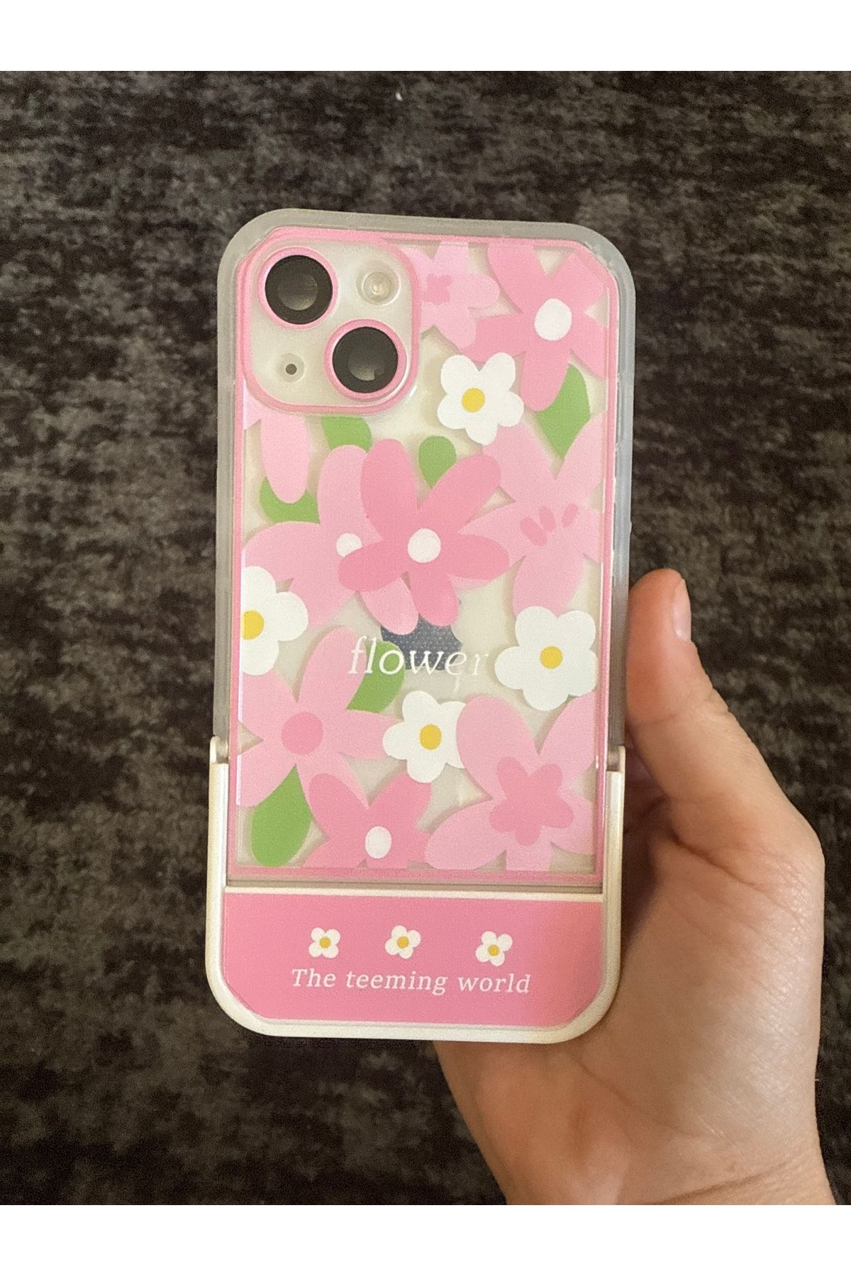 FİŞNEİLETİŞİM İPHONE 14 PLUS UYUMLU ÇİÇEK DESENLİ STANDLI KILIF