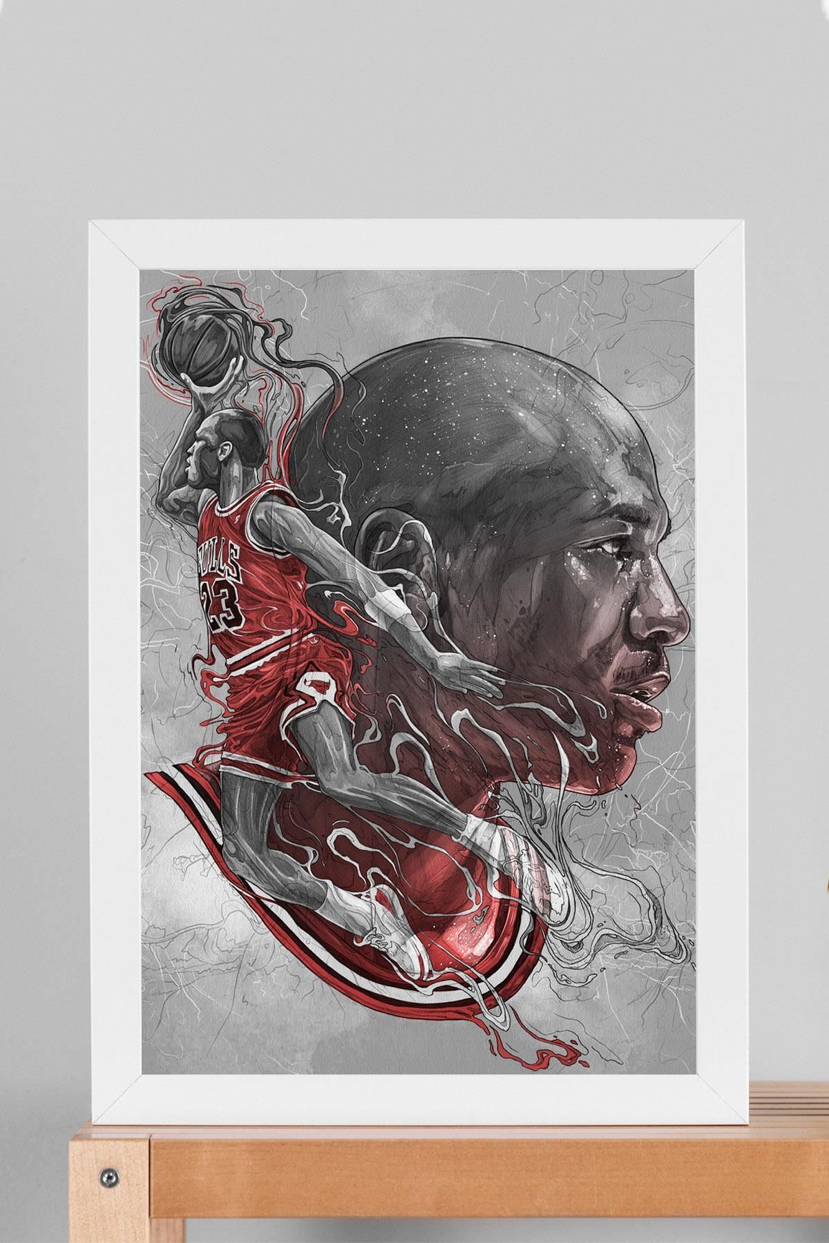 Saturn Michael Jordan Çerçeveli Tablo - Basketbol NBA Posteri Tablo