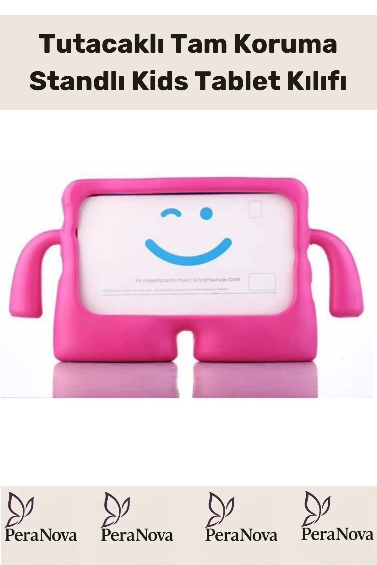 PeraNova Özel Pembe Apple Samsung Uyumlu 11 Inç Yumuşak Dokulu Tutacaklı Tam Koruma Standlı Kids