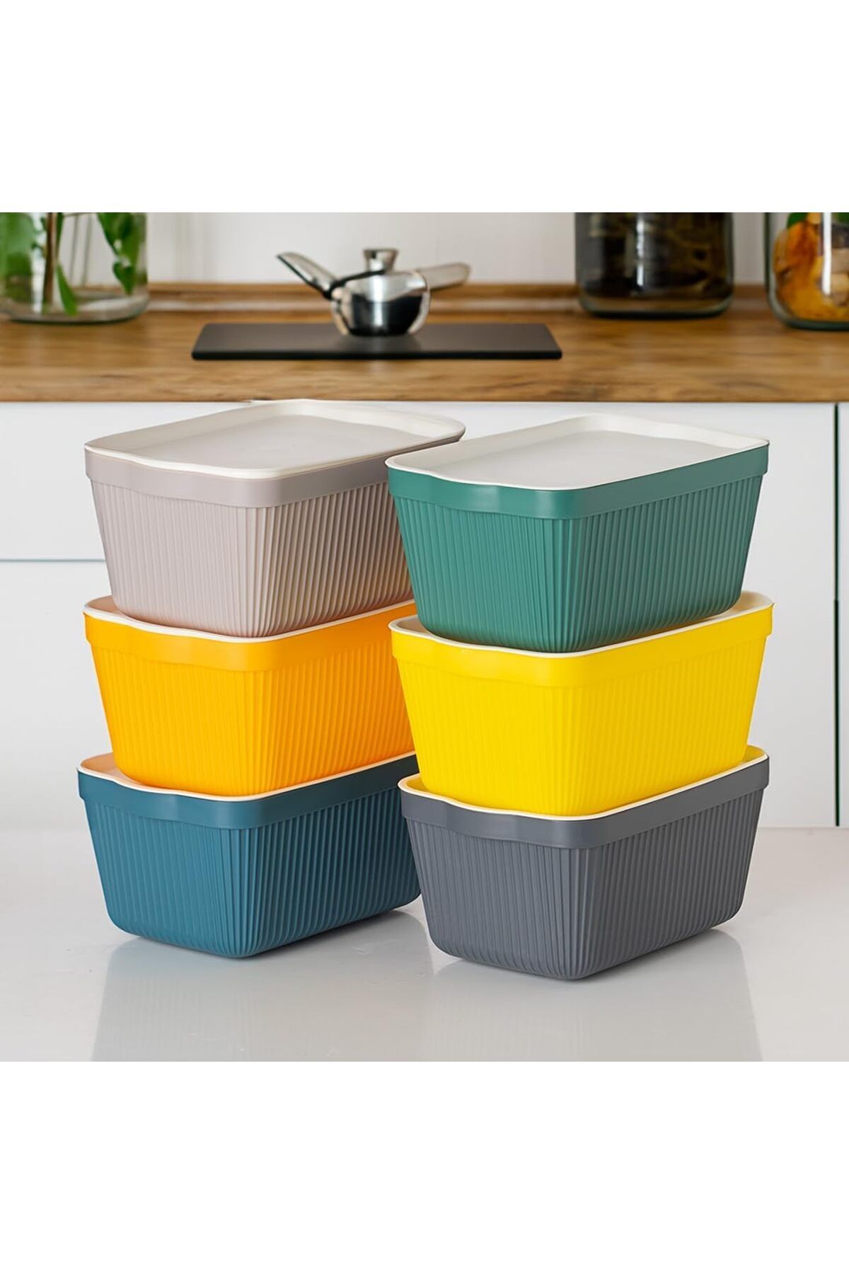 Mena Rise TuonShop 1037 Erzak Çok Amaçlı Bakliyat Saklama Kabı Dolap İçi Organizer 6'LI 1,5 L Still Box
