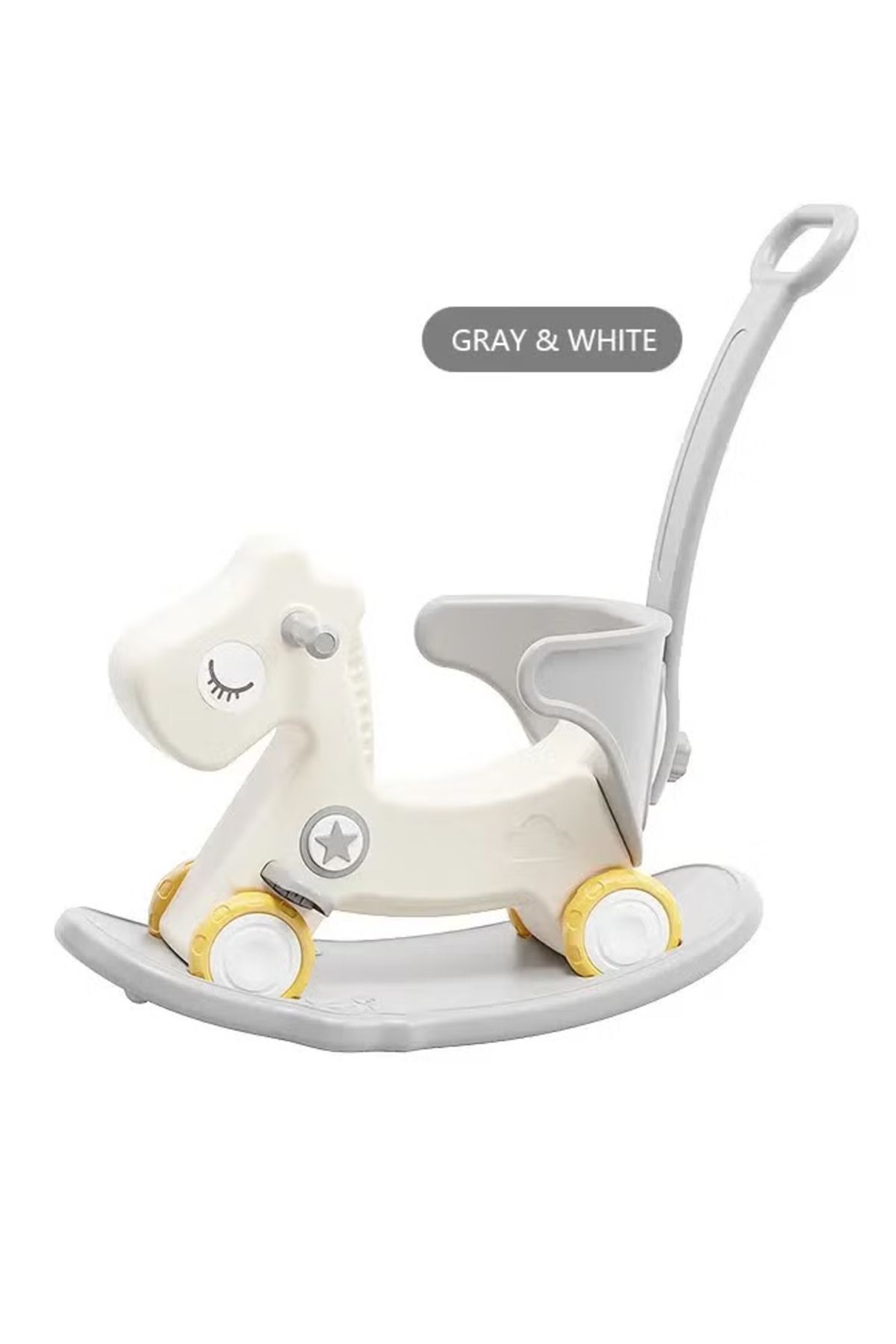 FULLJOY-Rocking Horse with Backrest for Toddlers with Detachable Balance Board and Footrest 3 in 1 2