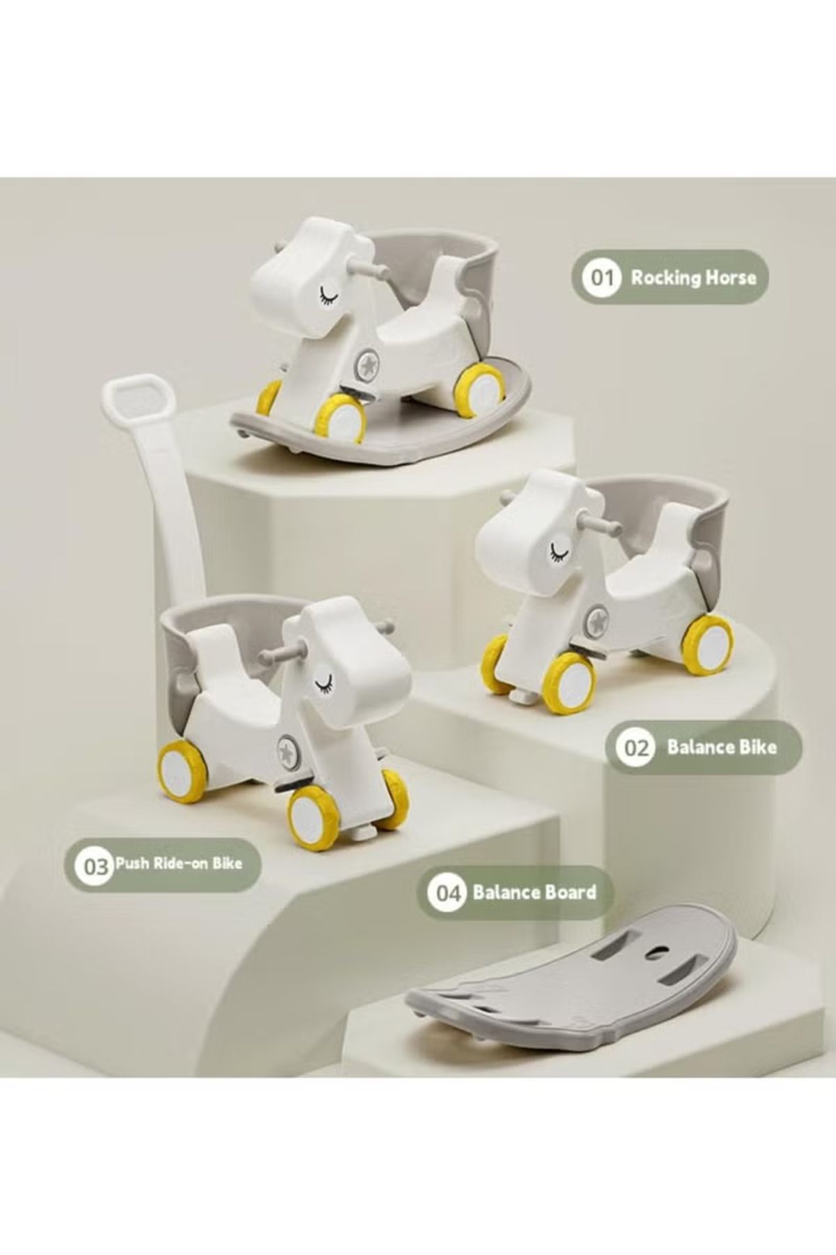 FULLJOY-Rocking Horse with Backrest for Toddlers with Detachable Balance Board and Footrest 3 in 1 4